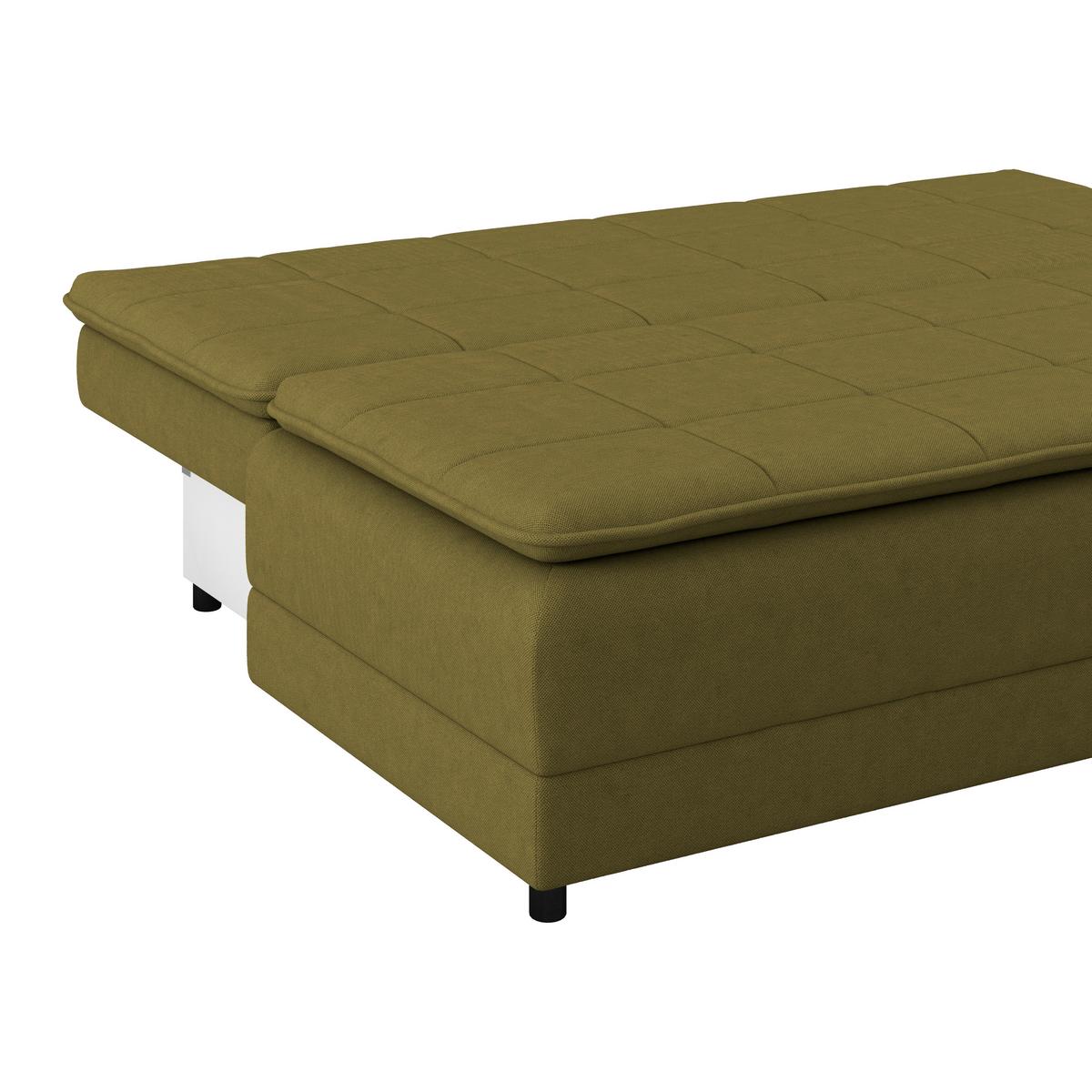 Pohovka s funkciou olivově zelená barva - bílá/černá, Moderní, textil/plast (202/73-92/105cm) - Luca Bessoni