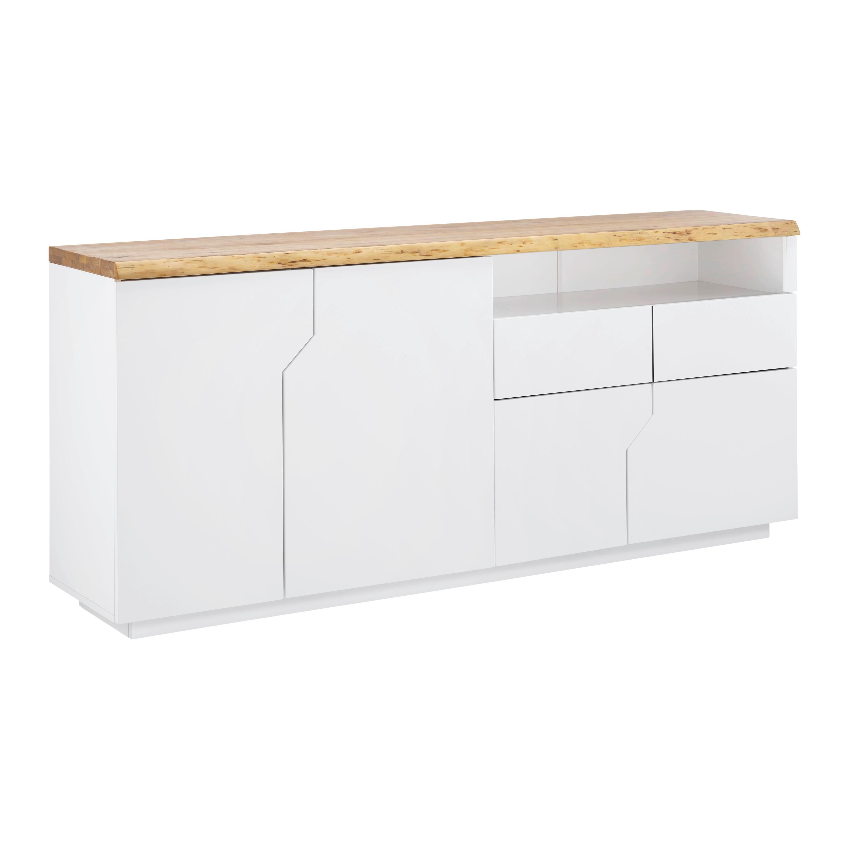 Komoda Carlos - bílá/barvy dubu, Moderní, dřevo (180/80.5/42cm) - Modern Living