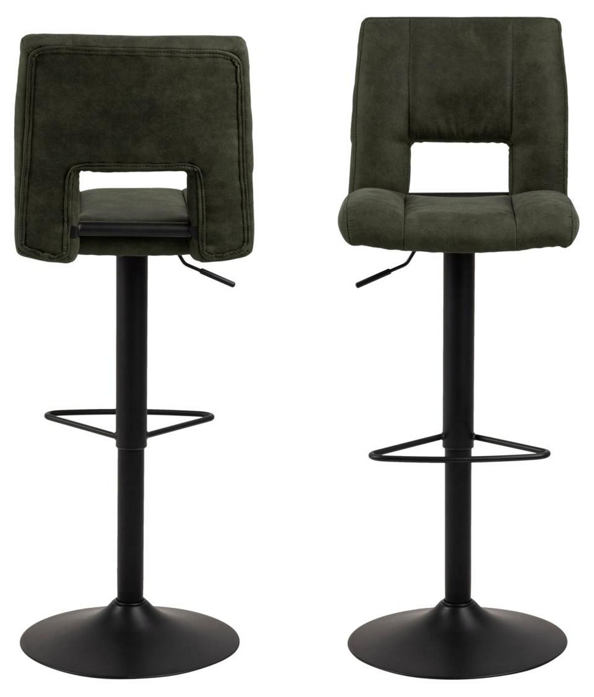 Barhocker Höhenverstellbar Mit Lehne Sylvia Olivgrün - Schwarz/Olivgrün, Basics, Textil/Metall (41,5/115/52cm) - MID.YOU