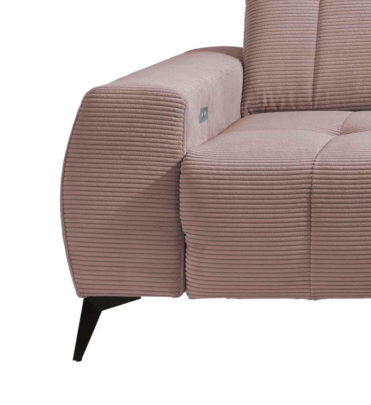 Ecksofa Mit Usb Anschluss Sano, Rosa, S: 261x200 Cm - Schwarz/Rosa, MODERN, Textil (261/200cm) - Livetastic