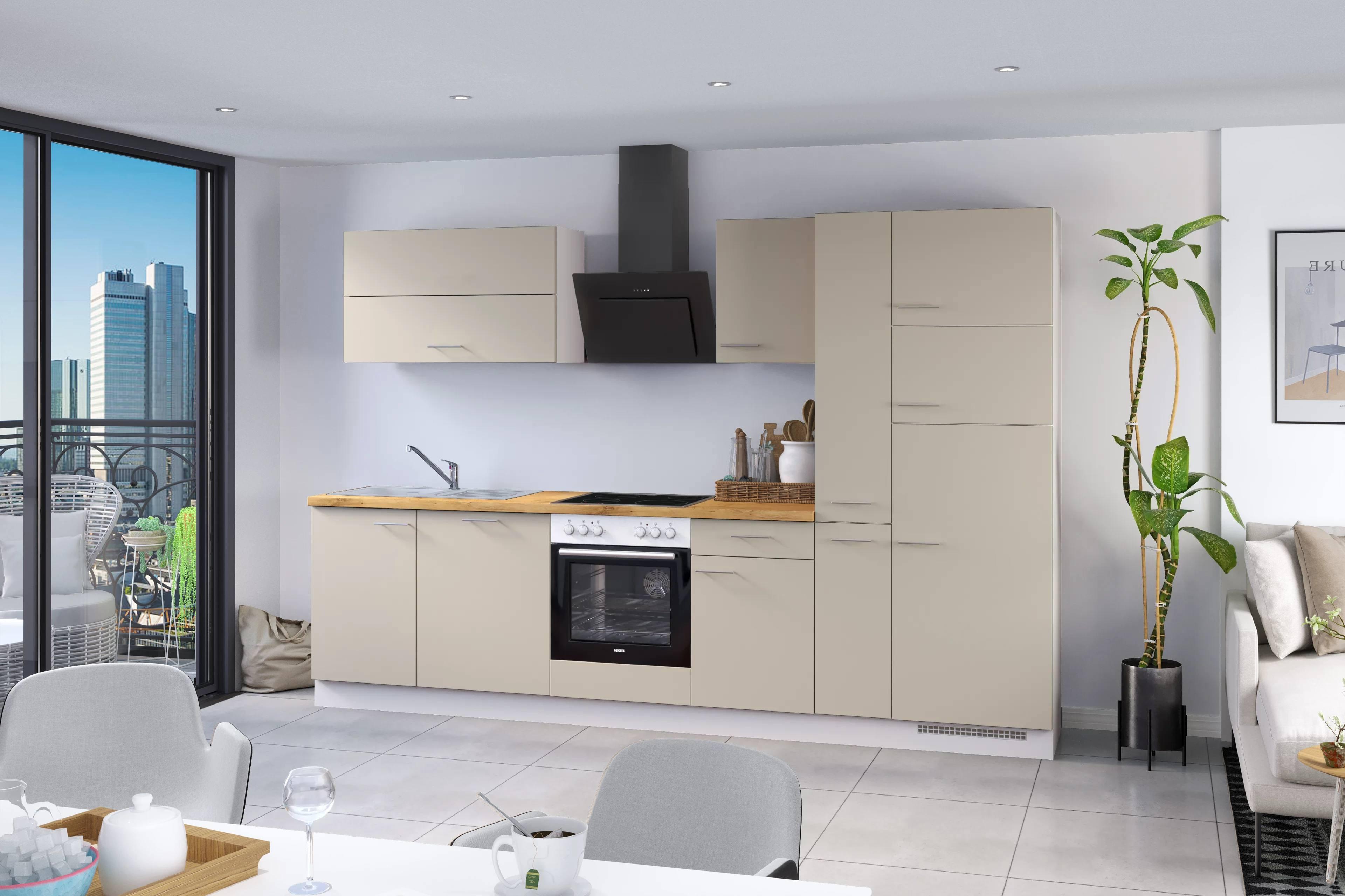 Küchenblock Ip1200 - Eichefarben/Creme, Basics, Holzwerkstoff (310cm) - Impuls