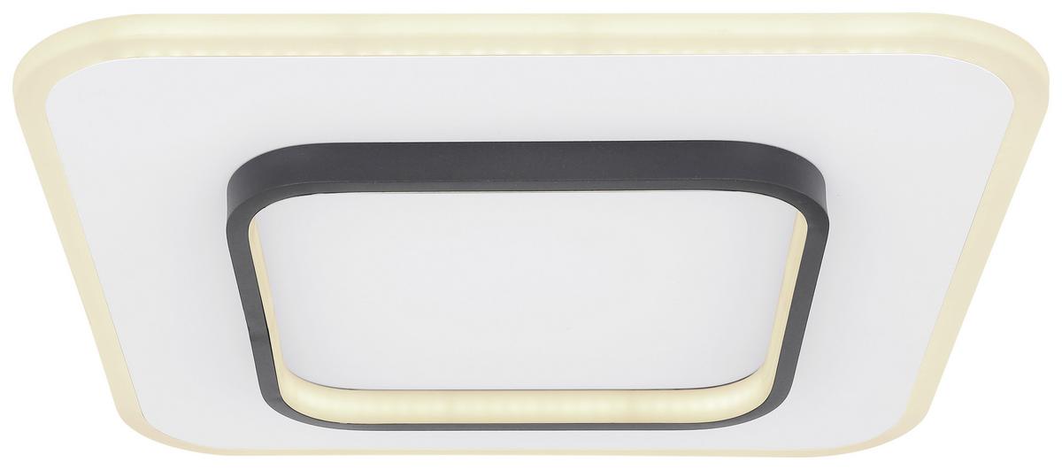 Led-deckenleuchte Lima L: 45,8 Cm Mit Fernbedienung - Opal/Schwarz, Basics, Kunststoff/Metall (45,8/45,8/6cm) - Globo