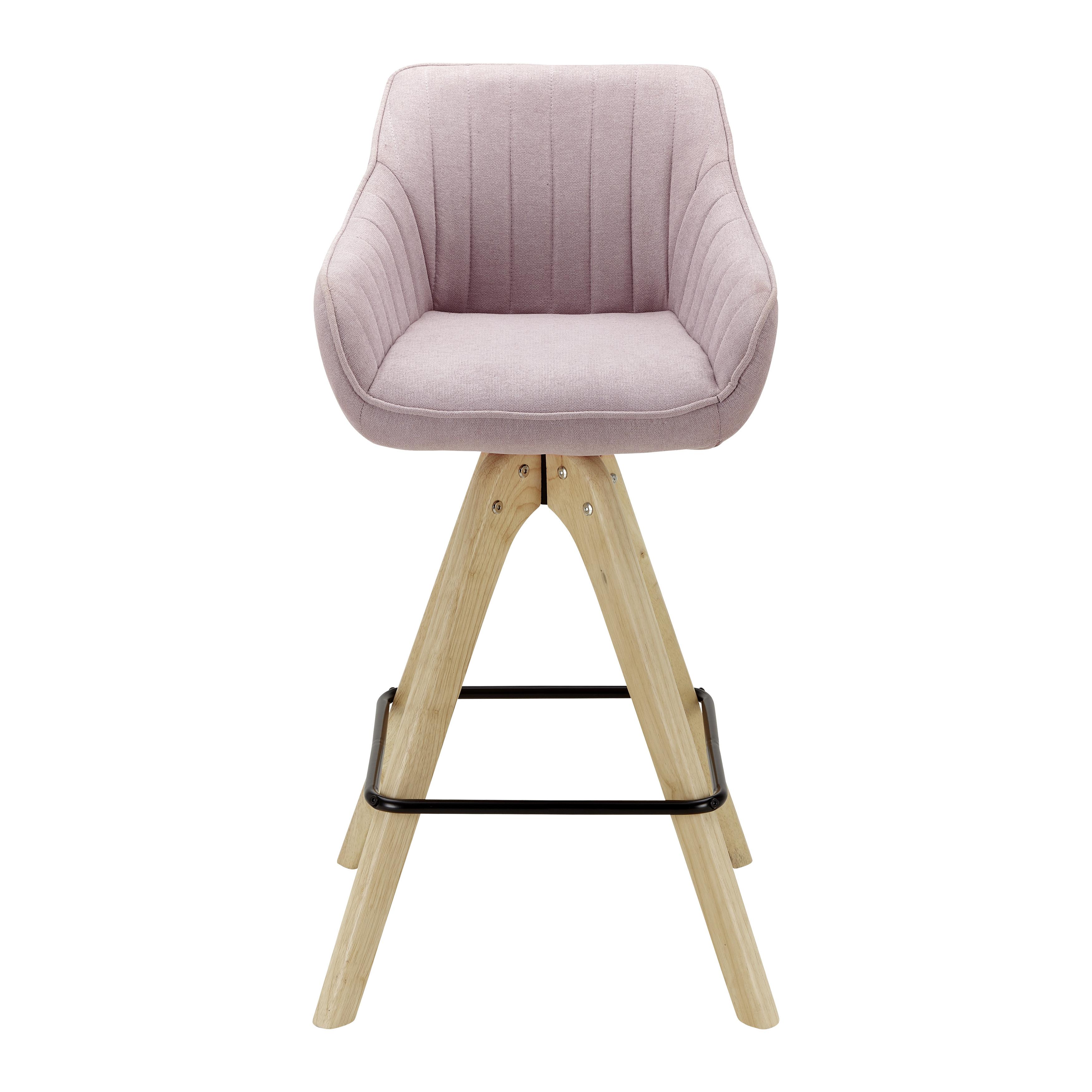 Barová Židle Leonie Otočný Sedák - růžová/barvy dubu, Moderní, kov/dřevo (55/106/56cm) - Bessagi Home