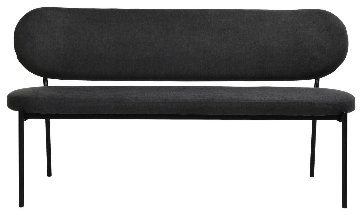 Sitzbank Jersey Schwarz, Dunkelgrau B: 160 Cm - Dunkelgrau/Schwarz, Design, Textil/Metall (160/82/62cm) - MID.YOU