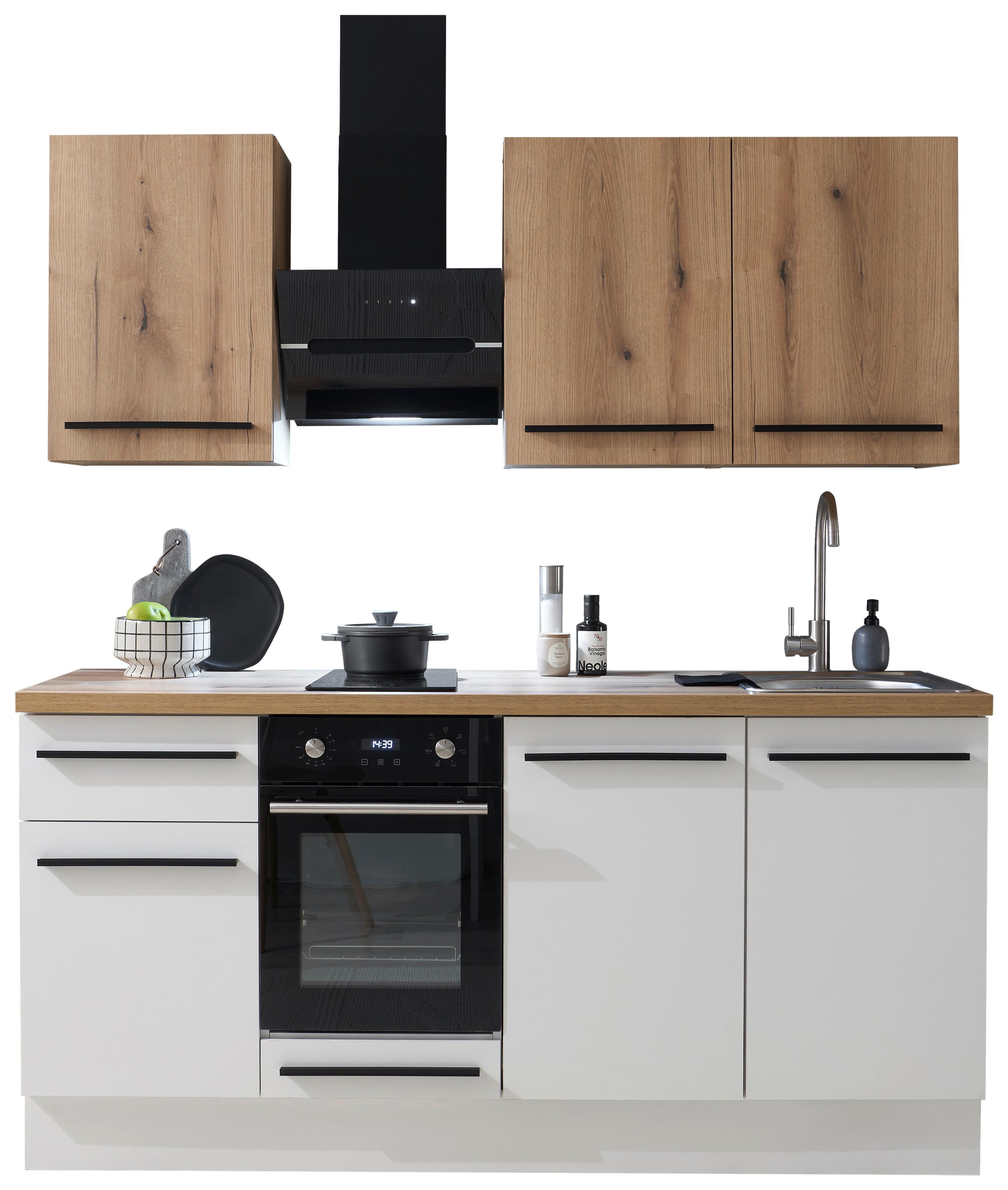 Küchenblock Torcello Weiß/eiche Dekor B: 180 Cm - Eichefarben/Weiß, KONVENTIONELL, Holzwerkstoff (180cm) - MID.YOU