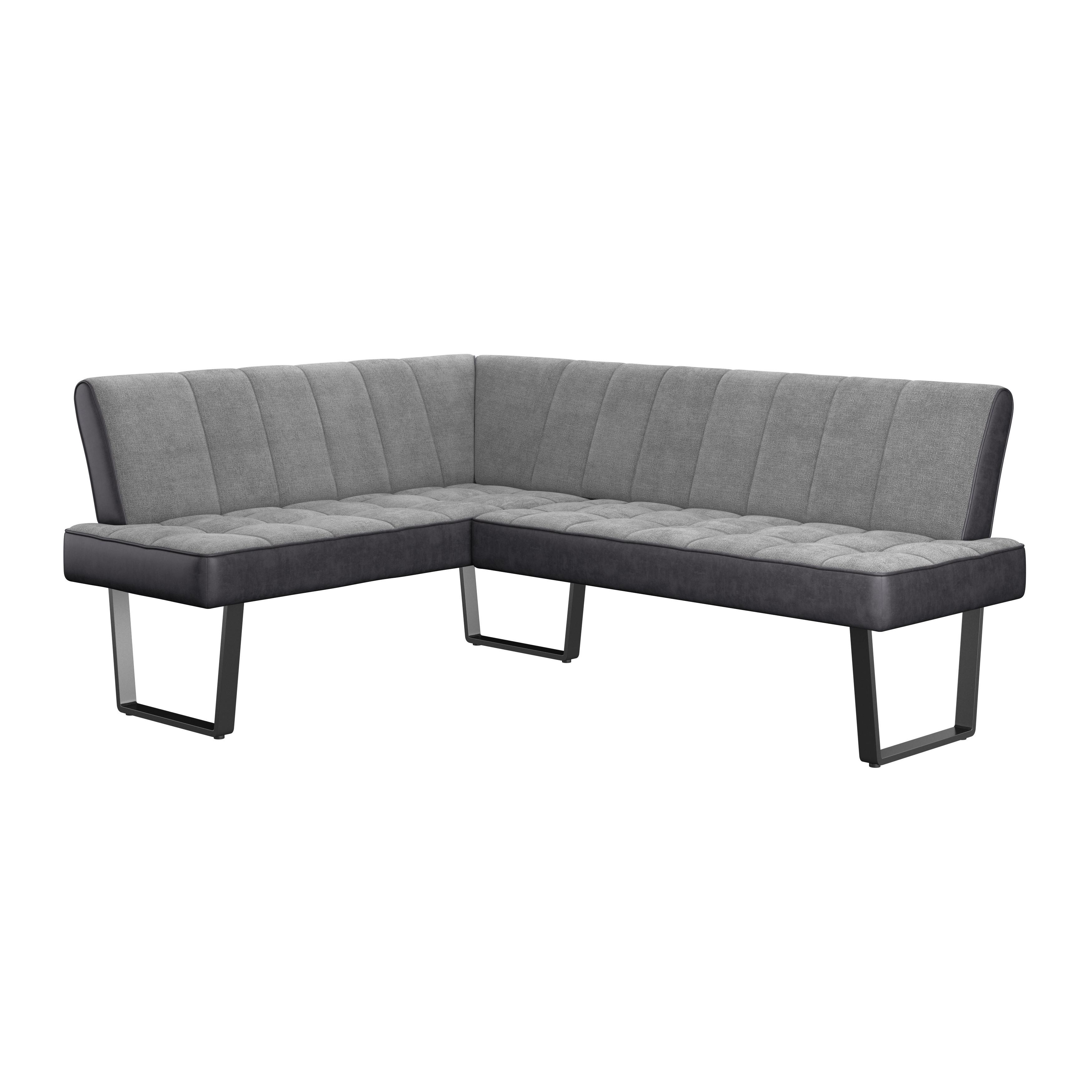 Eckbank Pag - Hellgrau/Schwarz, KONVENTIONELL, Textil/Metall (160/200cm) - MID.YOU