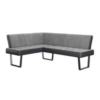 Eckbank Pag - Hellgrau/Schwarz, KONVENTIONELL, Textil/Metall (160/200cm) - MID.YOU