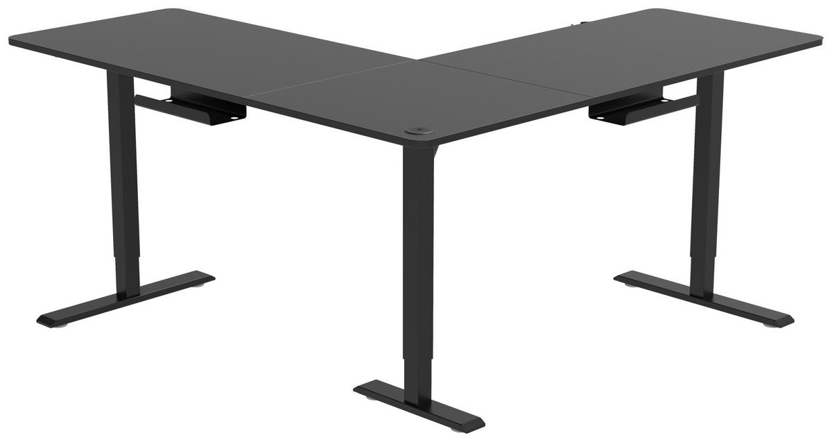 Eckschreibtisch Nimi Schwarz L: 160cm - Schwarz, MODERN, Holzwerkstoff/Kunststoff (160/160/72-117cm) - Livetastic