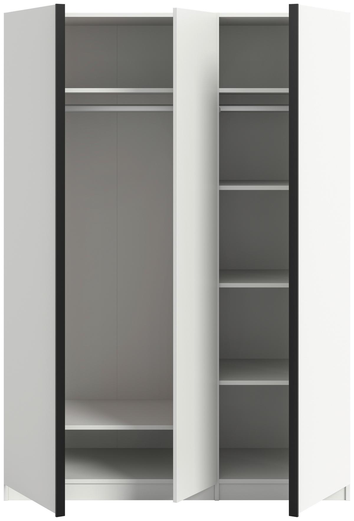 DREHTÜRENSCHRANK Oakland, Weiß B: 130 cm - Weiß, MODERN, Holzwerkstoff (130/183/53cm) - MID.YOU