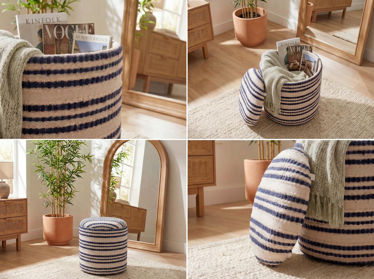 Taburet, š: 40 cm - béžová, Design, textil (40/45/40cm) - Livetastic