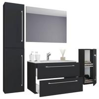 Badezimmer Badinos 5-Teilig Schwarz B: 126 cm - Schwarz/Weiß, MODERN, Keramik/Holzwerkstoff (126cm) - MID.YOU