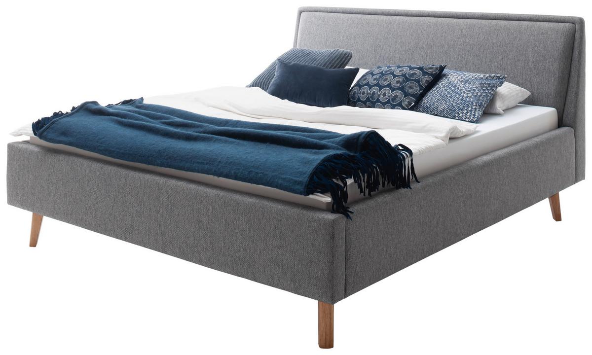 Polsterbett mit Bettkasten 140x200 cm Frieda Grau - Eichefarben/Grau, MODERN, Holz/Textil (140/200cm) - Livetastic
