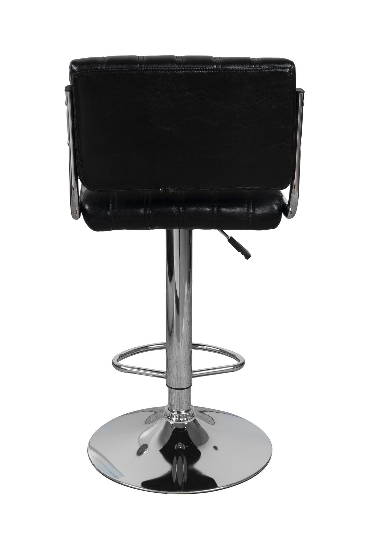 Barhocker mit Lehne 2er-Set Midnight Lederlook Schwarz - Schwarz, MODERN, Metall (51,5/109/43cm) - Kayoom
