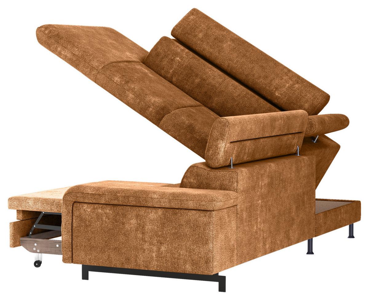 Ecksofa mit Bettkasten Emma Cognac 215x262 cm - Cognac/Schwarz, Textil (215/262cm) - MID.YOU