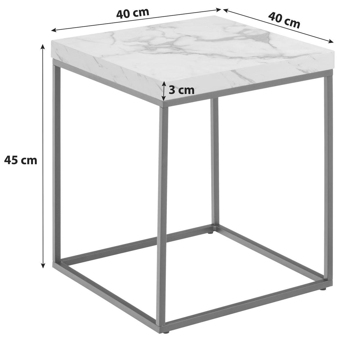 Beistelltisch Barossa 0000102433 - Schwarz/Weiß, Design, Holzwerkstoff/Metall (40/40/45cm) - Livetastic