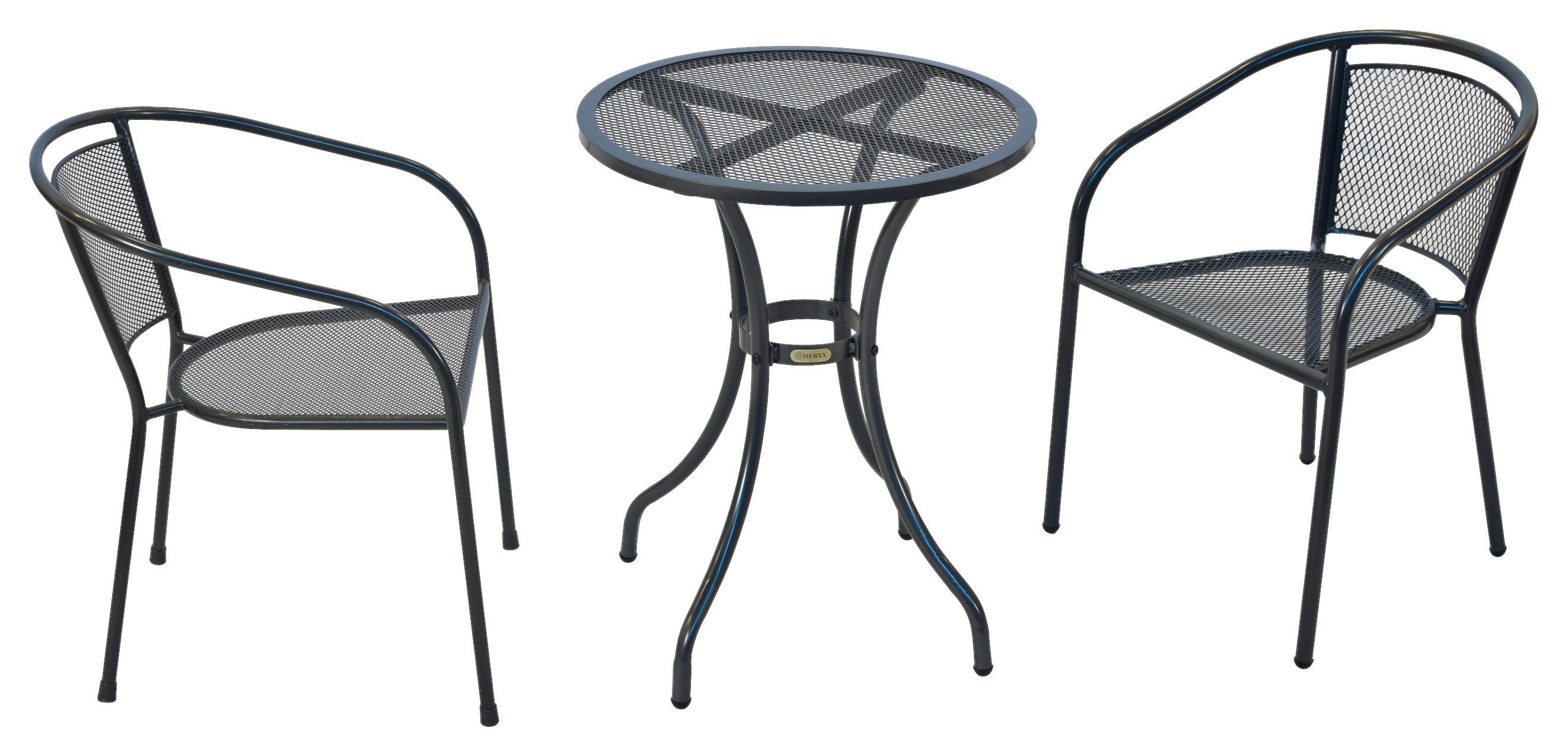 Balkonset Delos Set 3tlg. - Graphitfarben, MODERN, Metall - Gardenson