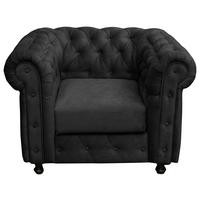Chesterfield-Sessel Cardiff - Wengefarben/Anthrazit, Basics, Textil (110/80/90cm) - P & B