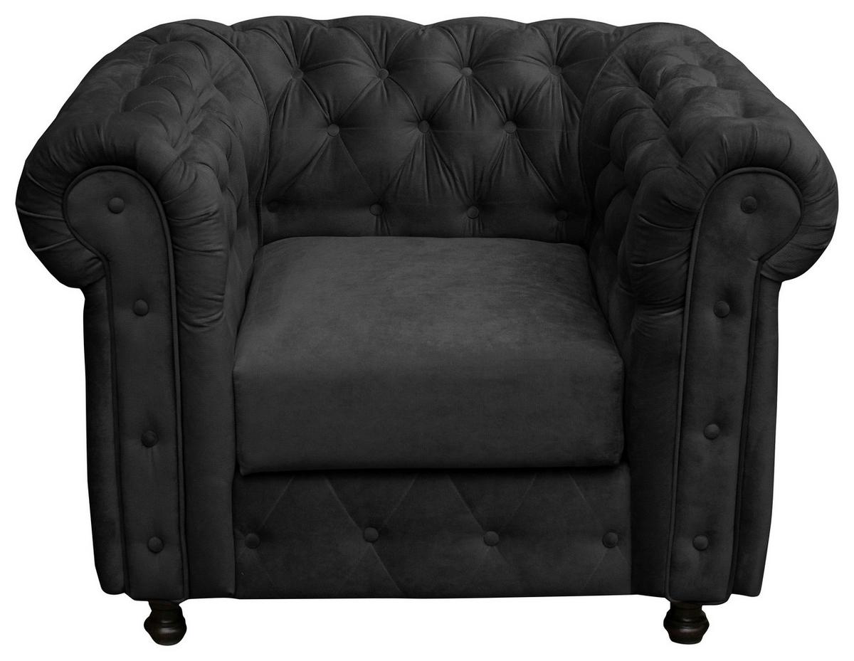 Chesterfield-Sessel Cardiff - Wengefarben/Anthrazit, Basics, Textil (110/80/90cm) - P & B