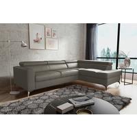 Ecksofa Mondo Schlammfarben S: 286x208 Cm - Chromfarben/Schlammfarben, Design, Leder/Textil (286/208cm) - Livetastic