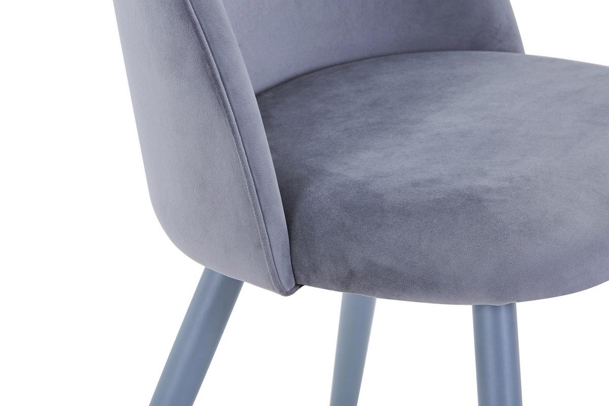 Vierfußstuhl Wando Velouroptik Grau Gepostert - Grau, Trend, Textil/Metall (53/84/54cm)