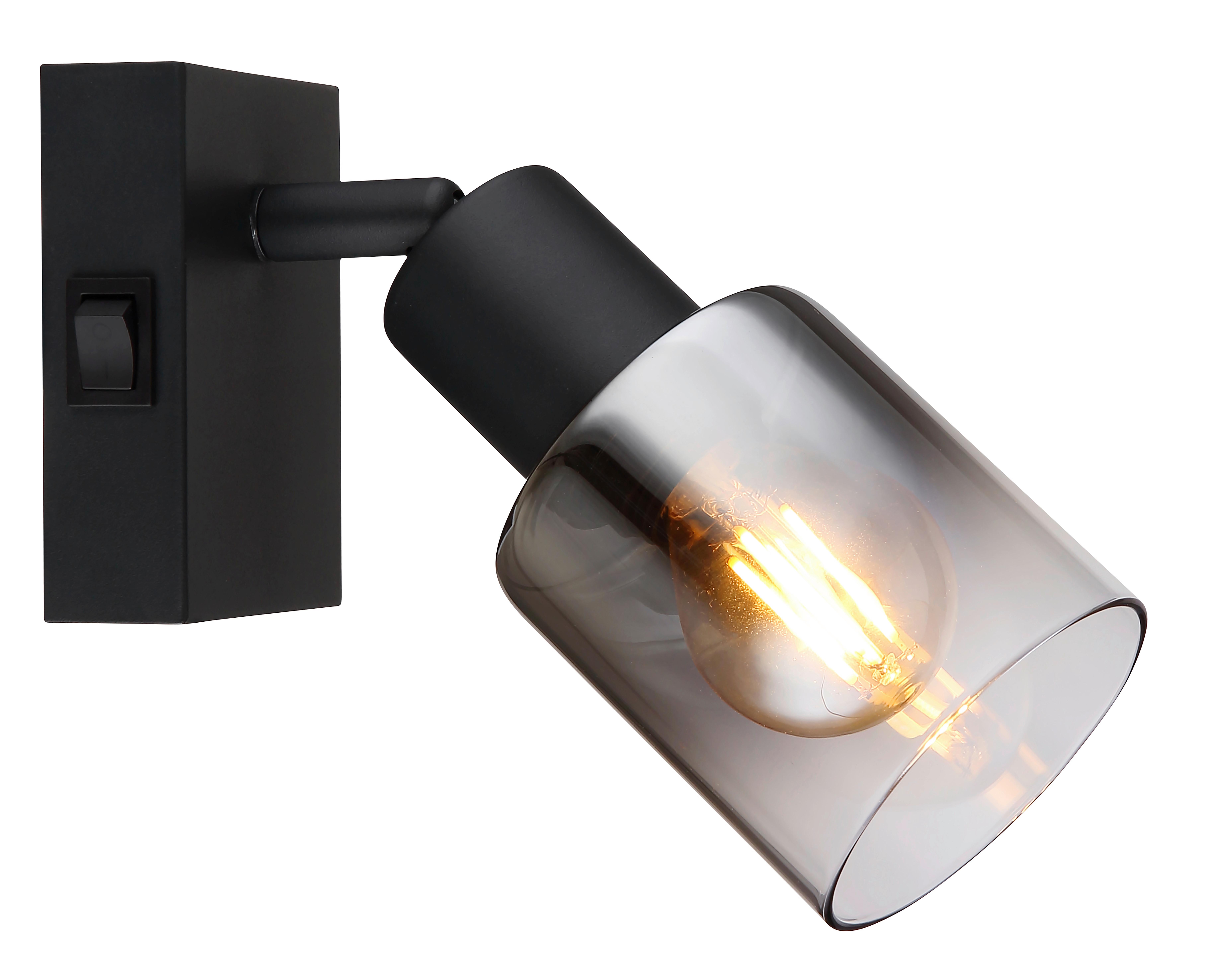 Strahler Timo 1-Flammig verstellbar Ø 7 cm - Schwarz, MODERN, Glas/Metall (7/16cm) - Luca Bessoni