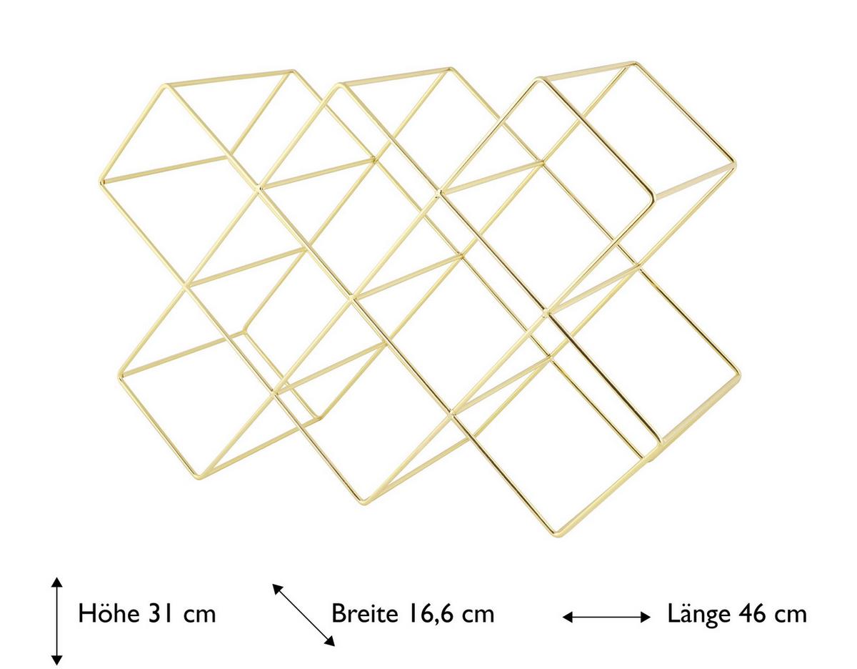 Weinregal Eisen Goldfarben 8 Flaschen BxH: 16,6x31cm - Goldfarben, Basics, Metall (46/16,6/31cm) - Echtwerk