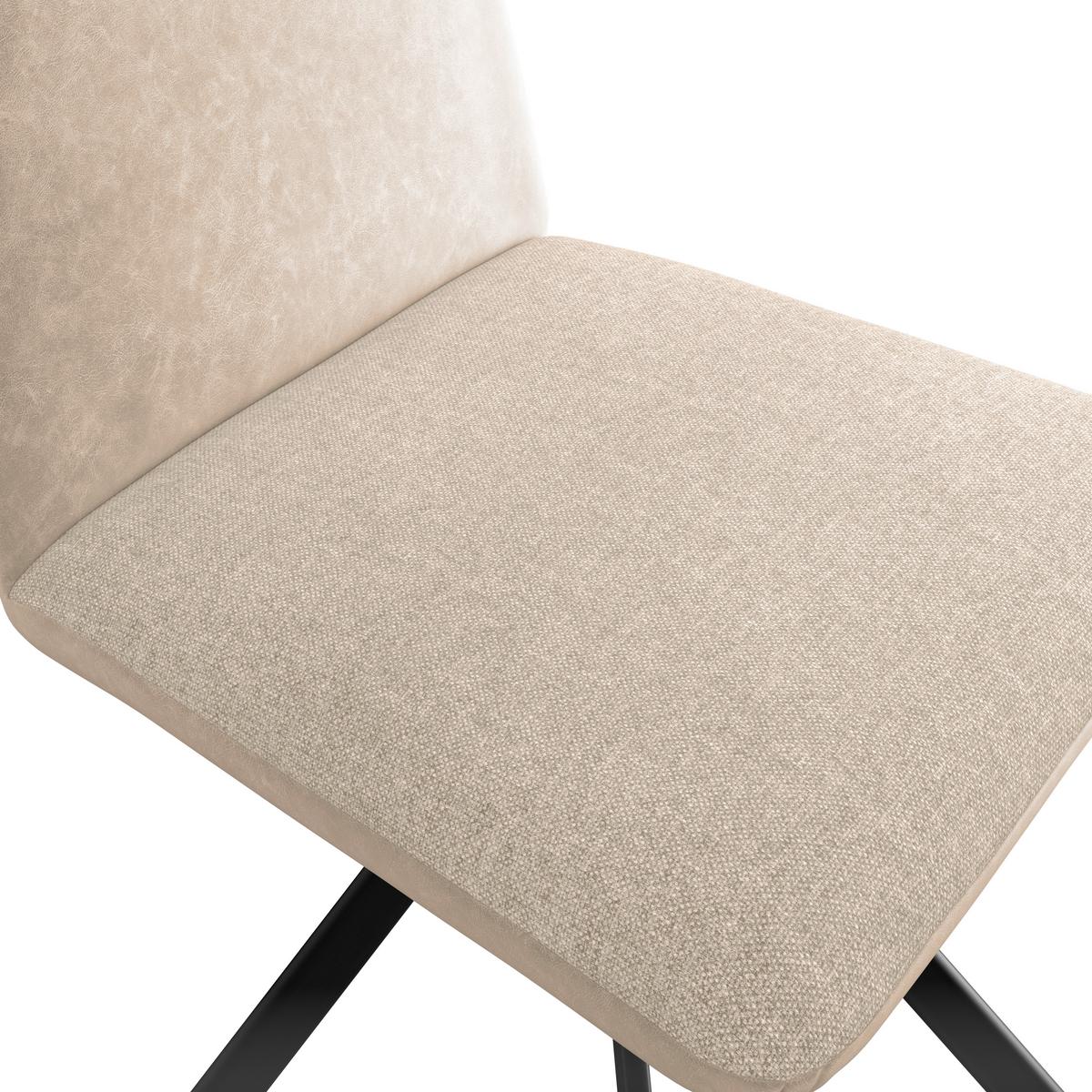 Stuhl Kian Webstoff creme, B: 46 cm - Creme/Schwarz, Trend, Textil/Metall (46/88/63cm)
