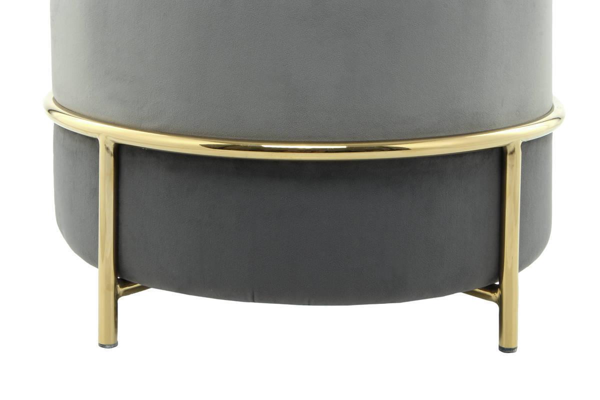 Hocker Pouf Samt Grau H: 46 cm Rund - Goldfarben/Grau, Basics, Holzwerkstoff/Textil (48,5/46/48,5cm) - Kayoom