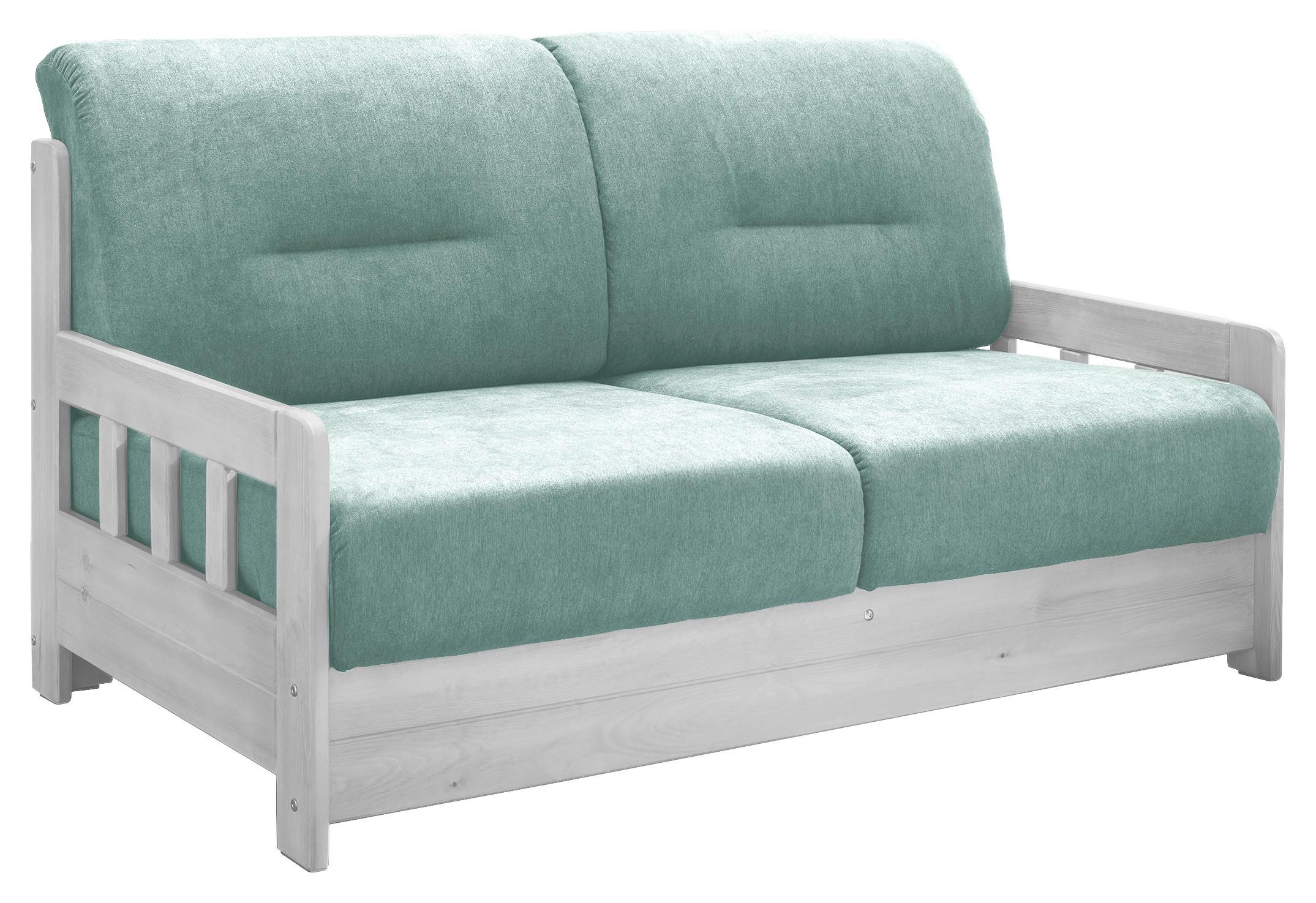2-Sitzer Sofa mit Schlaffunkt. Camino Mintgrün/Weiß - Weiß/Mintgrün, KONVENTIONELL, Holz/Textil (154/88/90cm) - Livetastic