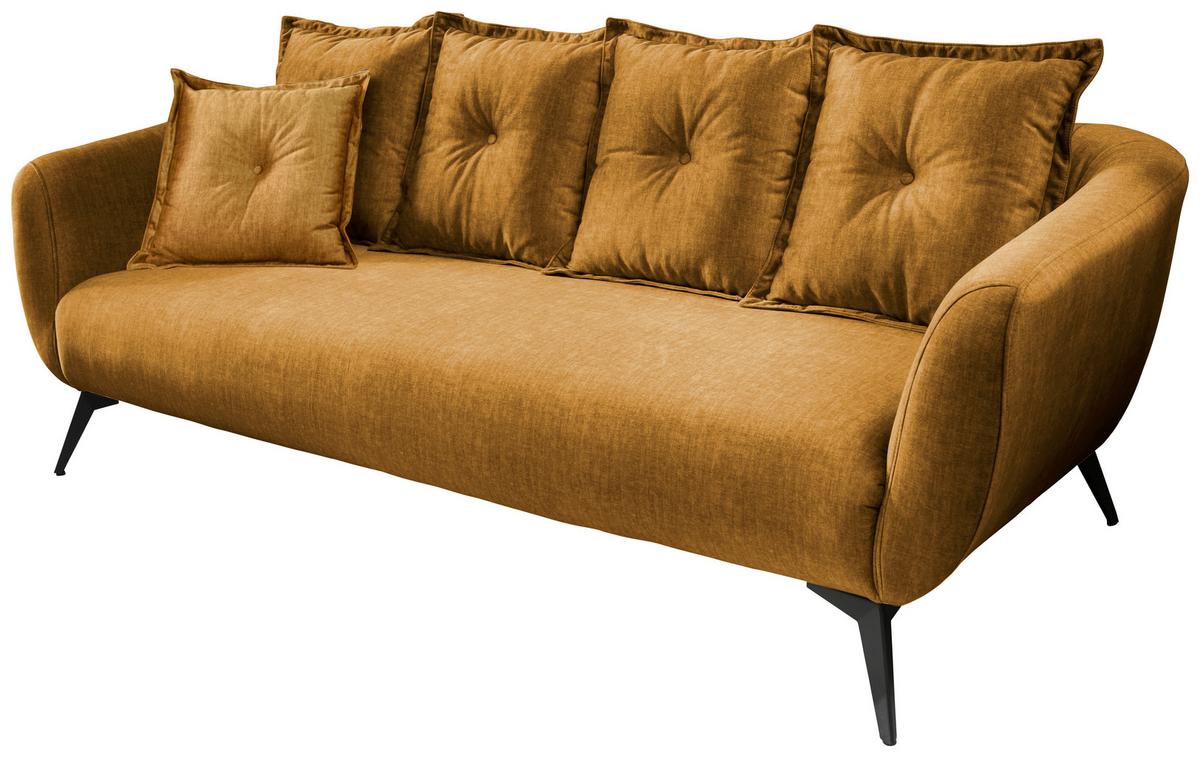 3-sitzer-sofa Baggio Mit Kissen Gelb - Gelb/Schwarz, MODERN, Holz/Textil (236/94/103cm) - Livetastic