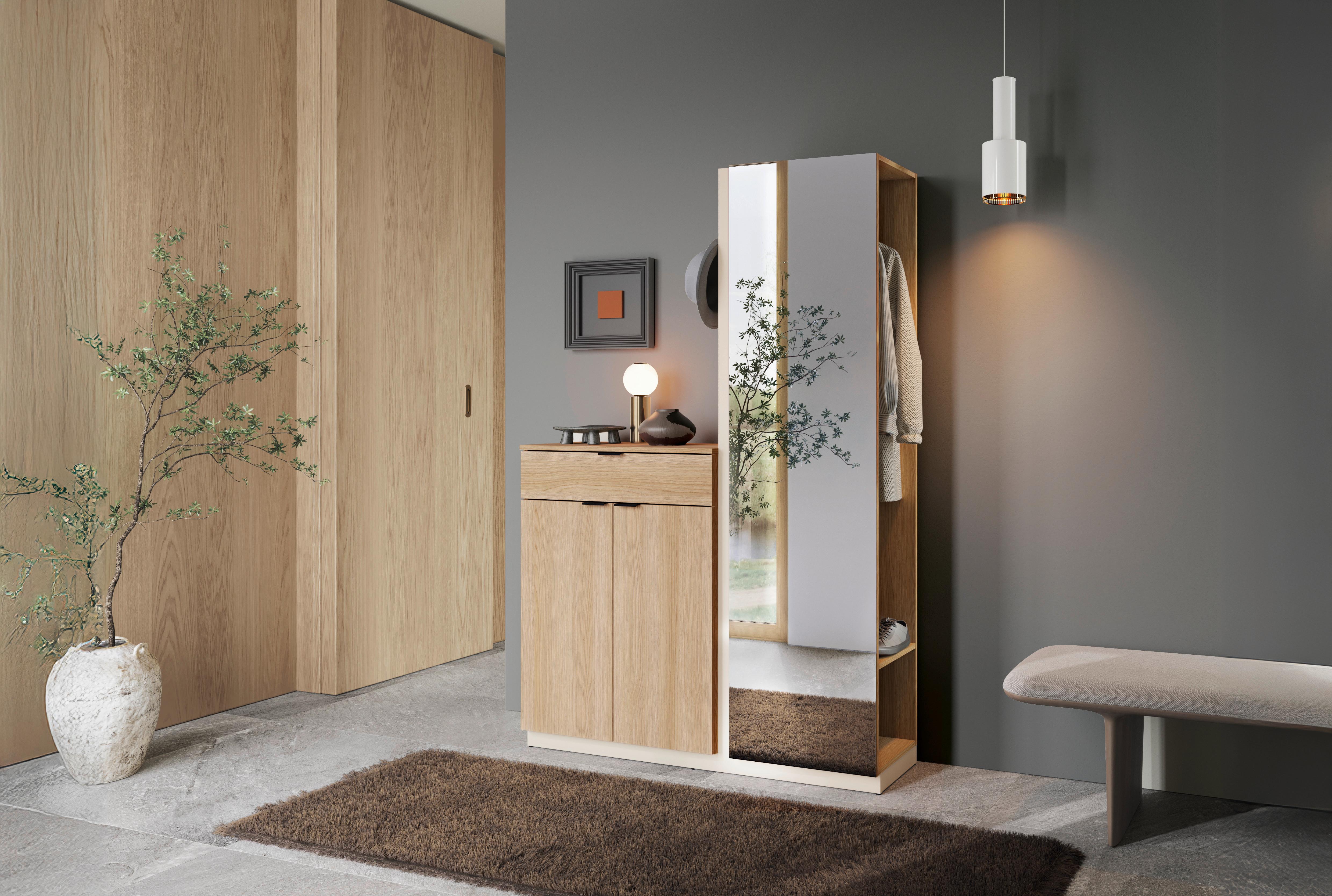 Garderobe Sanya Kaschmir/Eiche B: 131 cm - Trend, Glas/Holzwerkstoff (131/192,5/35cm)