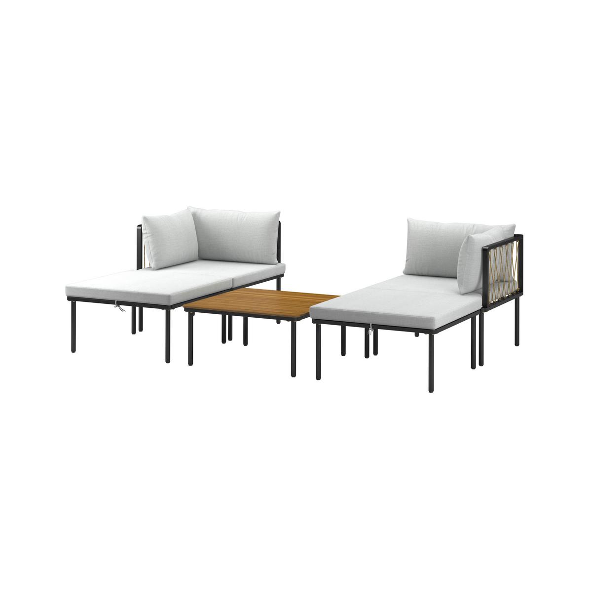 Loungegarnitur Vienna - Schwarz/Grau, MODERN, Holz/Textil (70/30/77cm) - Beldano