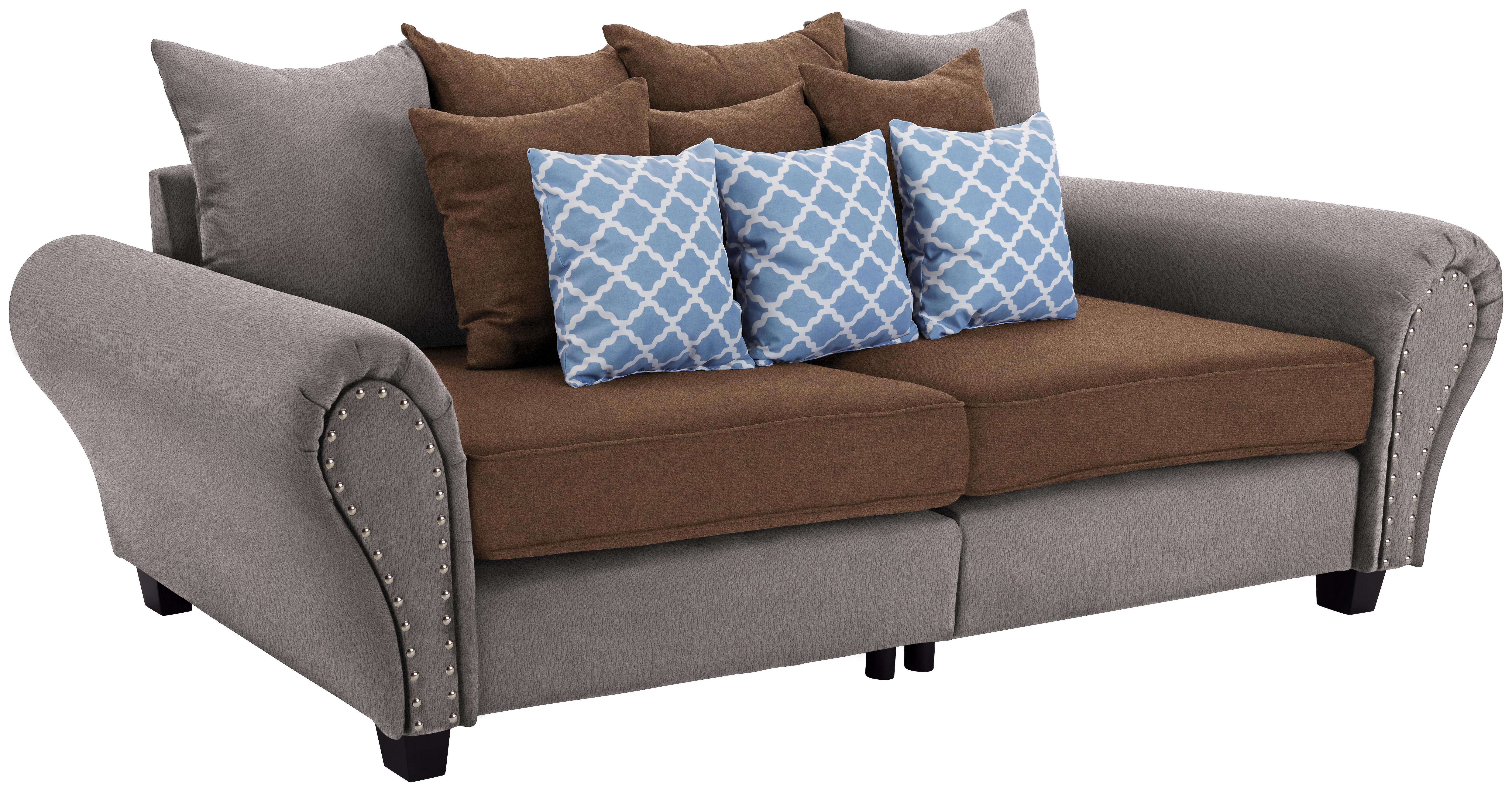 Bigsofa Living B: 265 cm - Blau/Wengefarben, ROMANTIK / LANDHAUS, Holz/Textil (265/82-102/108cm) - James Wood