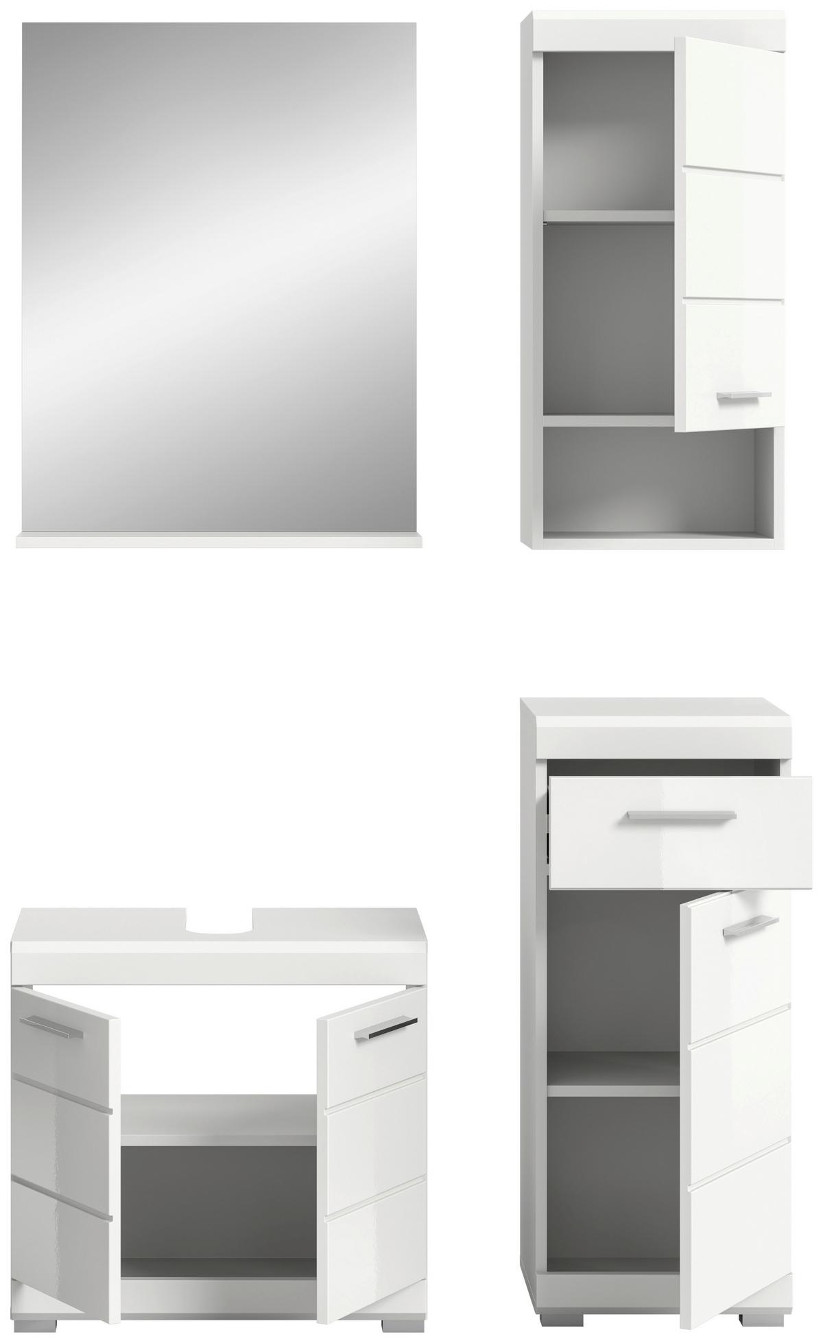 Badezimmer Scout Weiß B: 97 Cm - Weiß Hochglanz/Silberfarben, MODERN, Glas/Holzwerkstoff (97cm) - MID.YOU