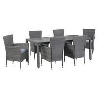 Gartengarnitur 7-teilig Eva Kunststoff/glas Mit Kissen - Braun/Grau, MODERN, Glas/Kunststoff - Luca Bessoni