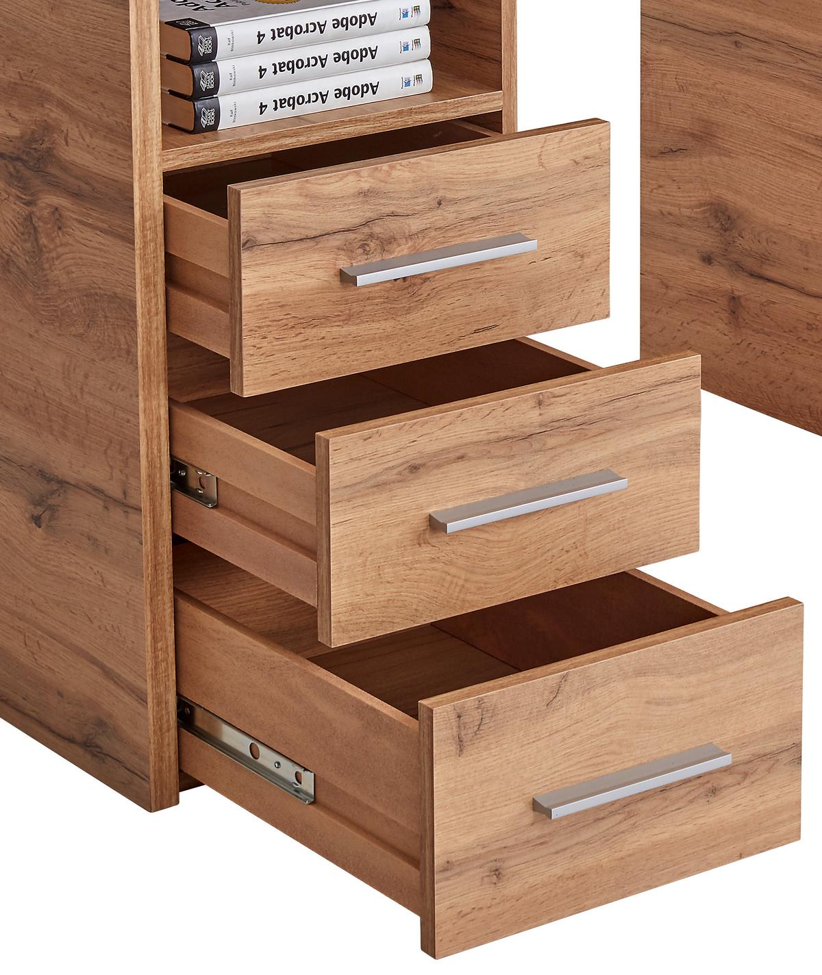Schreibtisch mit Stauraum B: 150cm H: 75,5cm Eiche Dekor - Eichefarben, MODERN, Holzwerkstoff (150/75,5/60cm)
