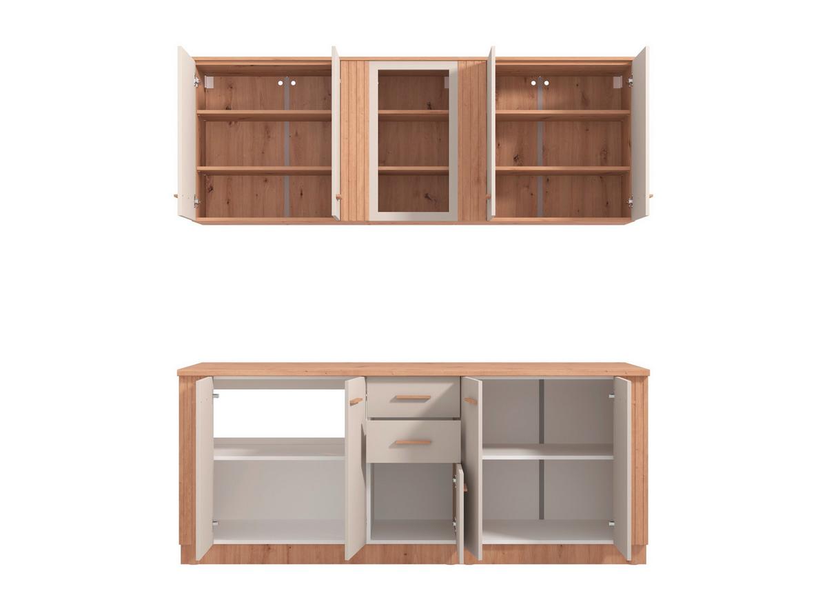 Konyhablokk Belfort 200 Cm - kasmírszínű/Artisan tölgy, Basics, faalapú anyag (200/200/51cm)