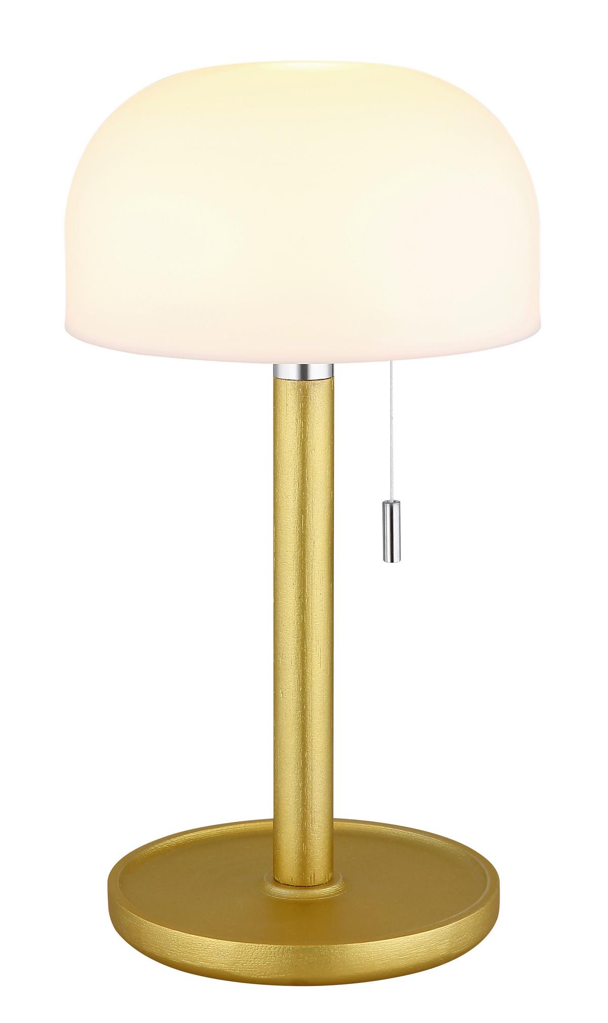 Akku-tischleuchte 21016m Norman - Messingfarben/Opal, KONVENTIONELL, Holz/Kunststoff (15/28cm) - Globo
