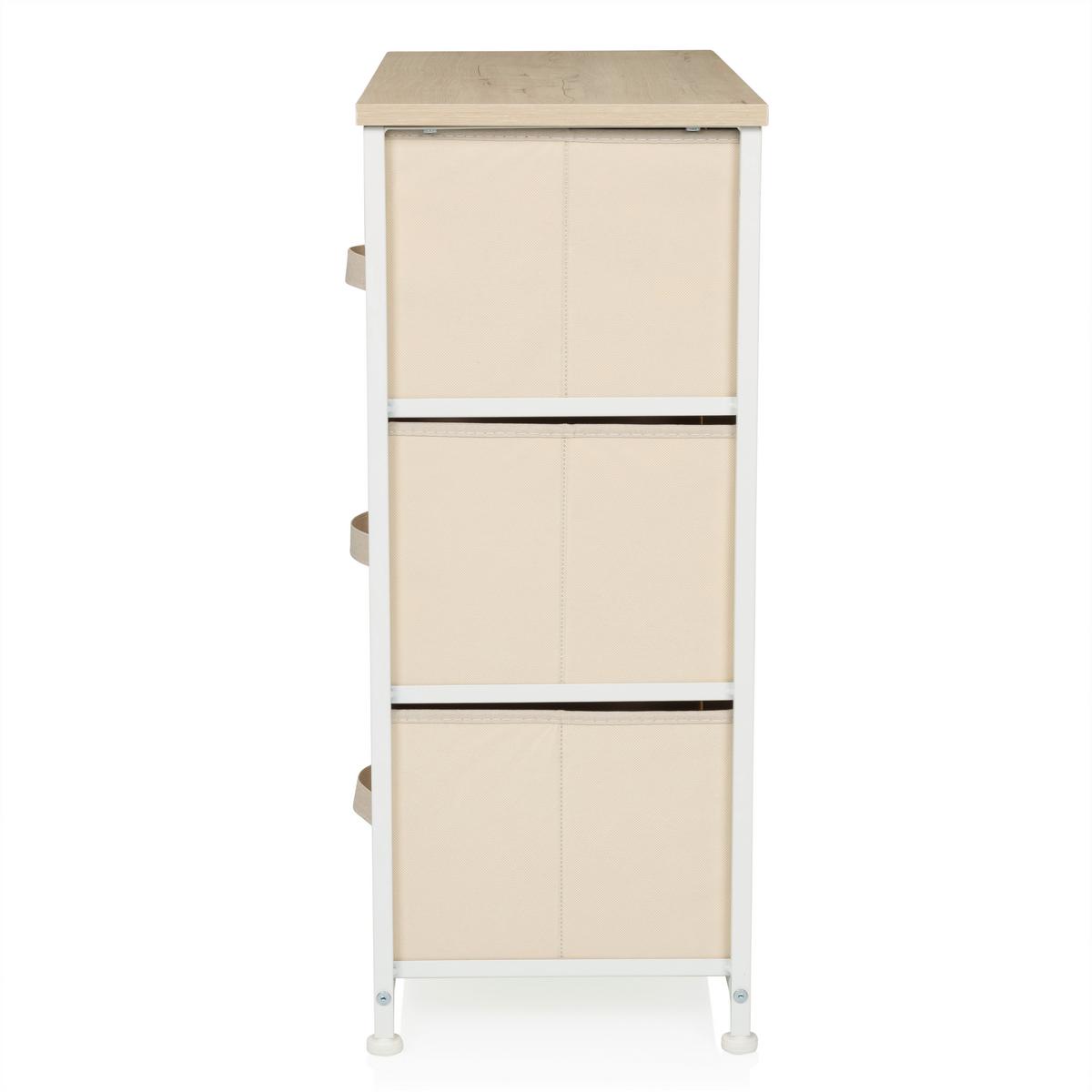 Kommode Foldress B Beige B: 63,5 cm - Beige/Weiß, MODERN, Textil (63,5/73/30cm) - MID.YOU