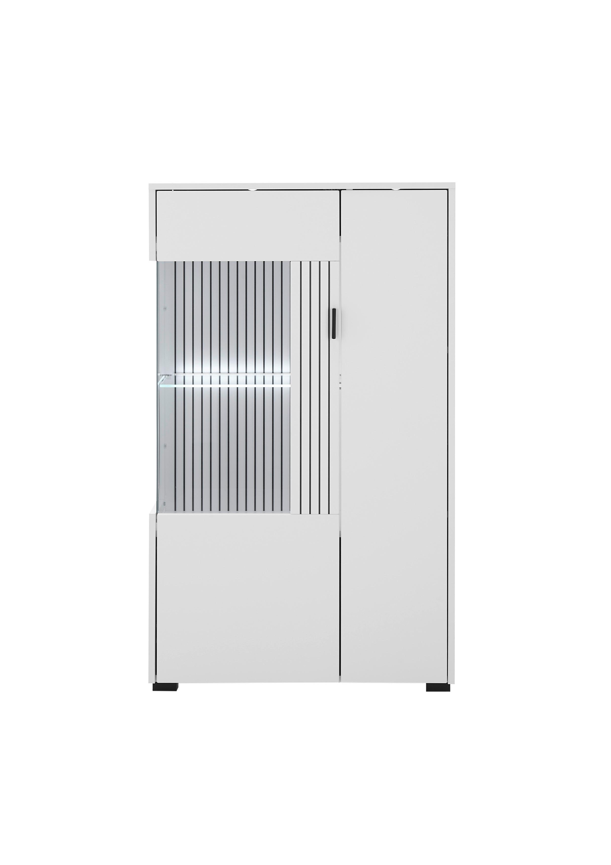 Vitrine Hudson Schwarz/Weiß B: 75 cm - Schwarz/Weiß, Design, Glas/Holzwerkstoff (75/125/38cm) - MID.YOU