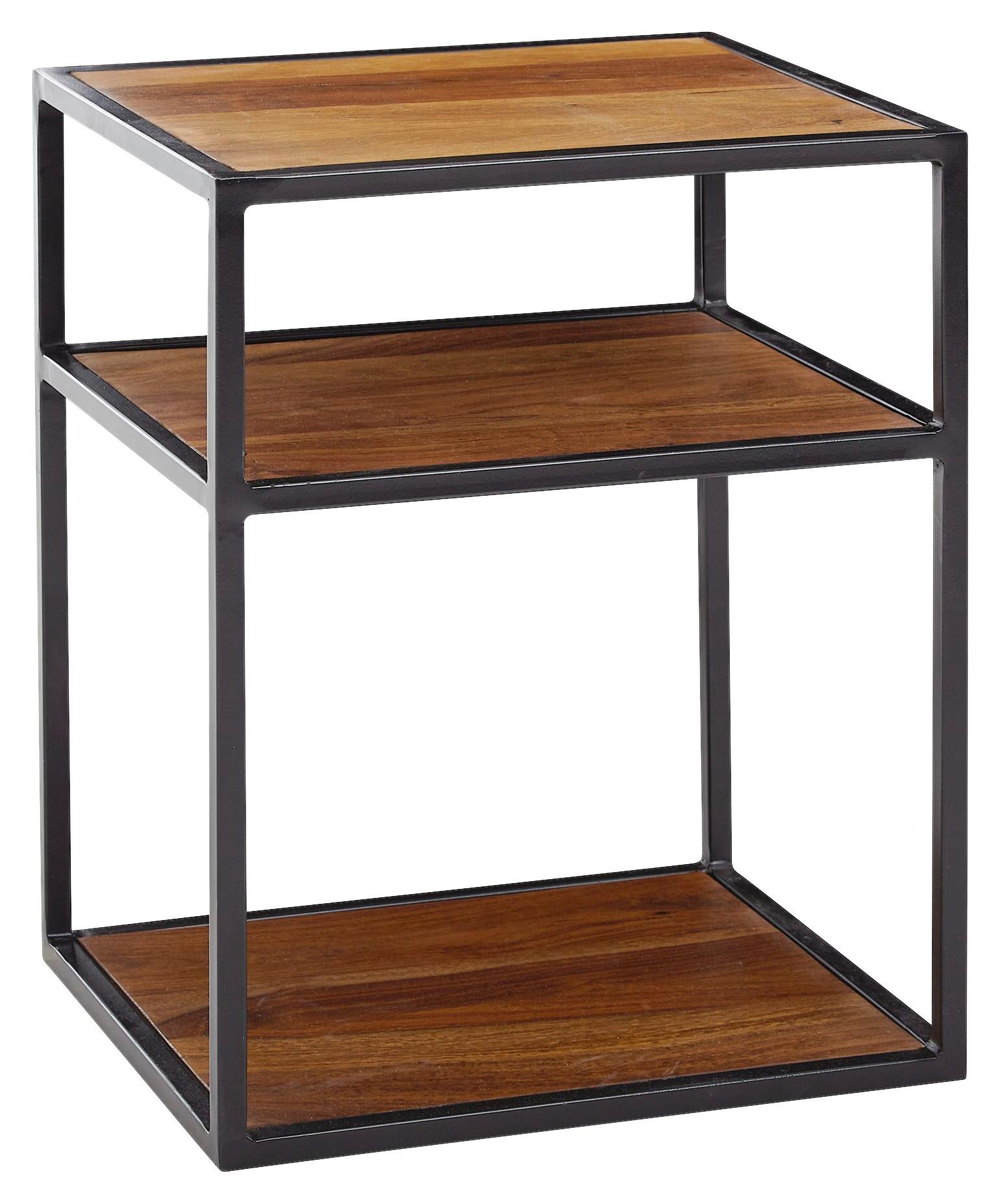 Nočný stolík z masívneho dreva š: 40cm - čierna/farba indického palisandra, Modern, kov/drevo (40/50/35cm) - MID.YOU