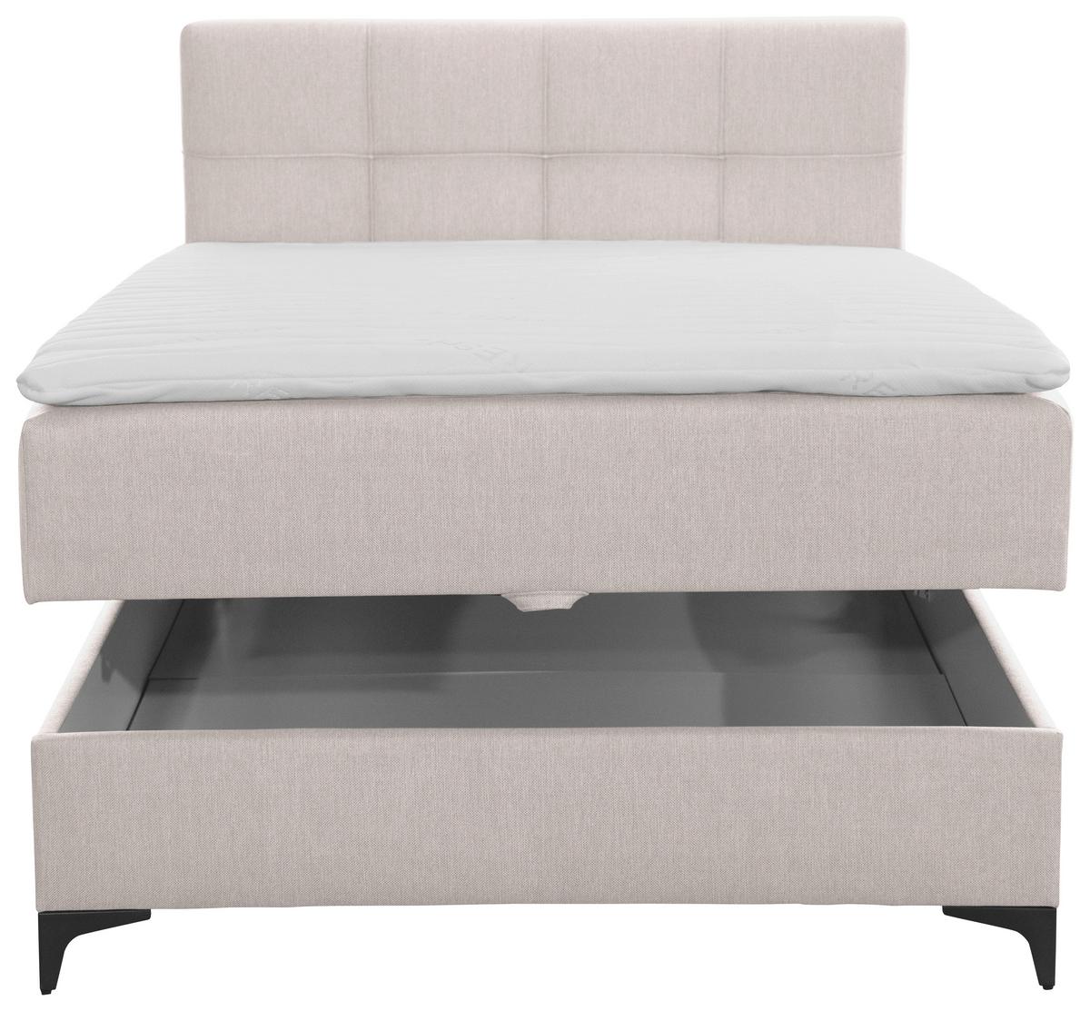 Polsterbett mit Matratze 100x200 Freddie Beige - Beige/Schwarz, KONVENTIONELL, Textil (100/200cm)