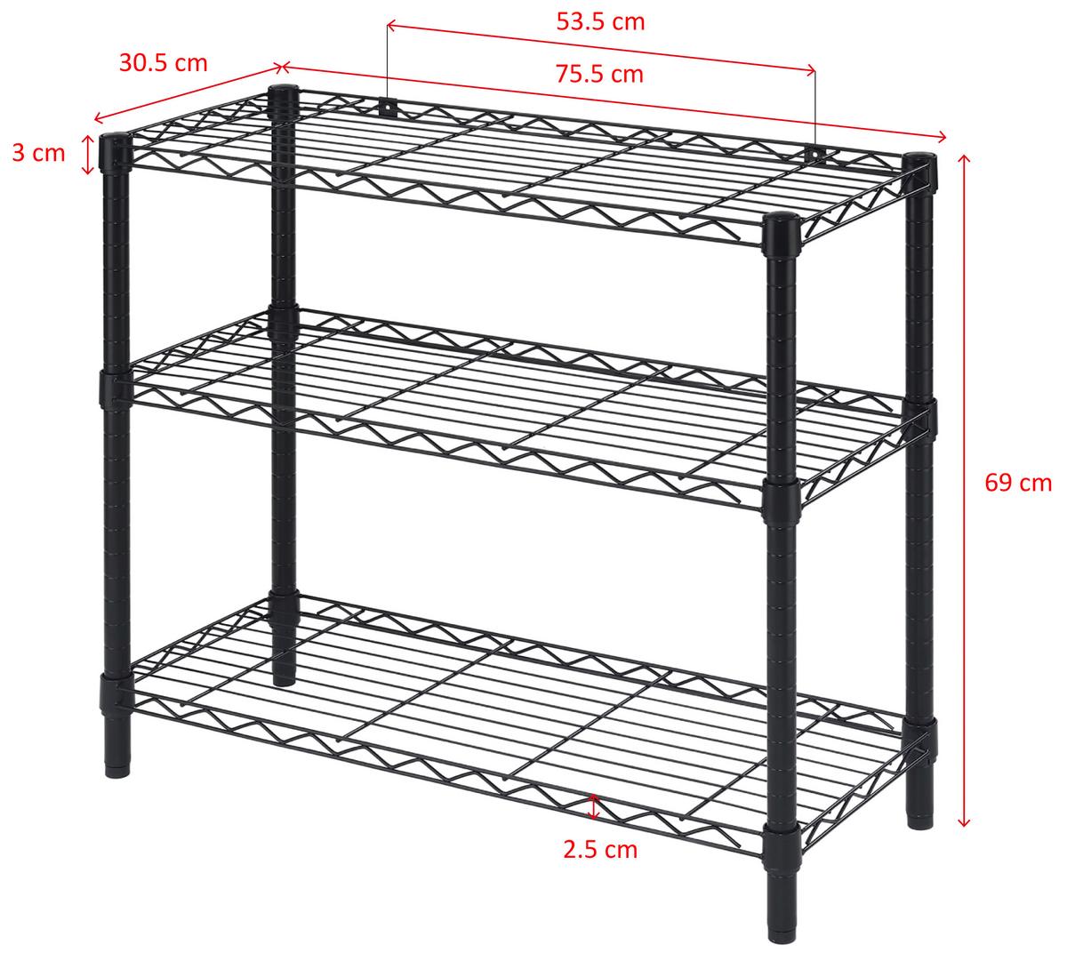 Regal Meran 3 Schwarz B: 76 Cm - Schwarz, MODERN, Metall (76/69/31cm)