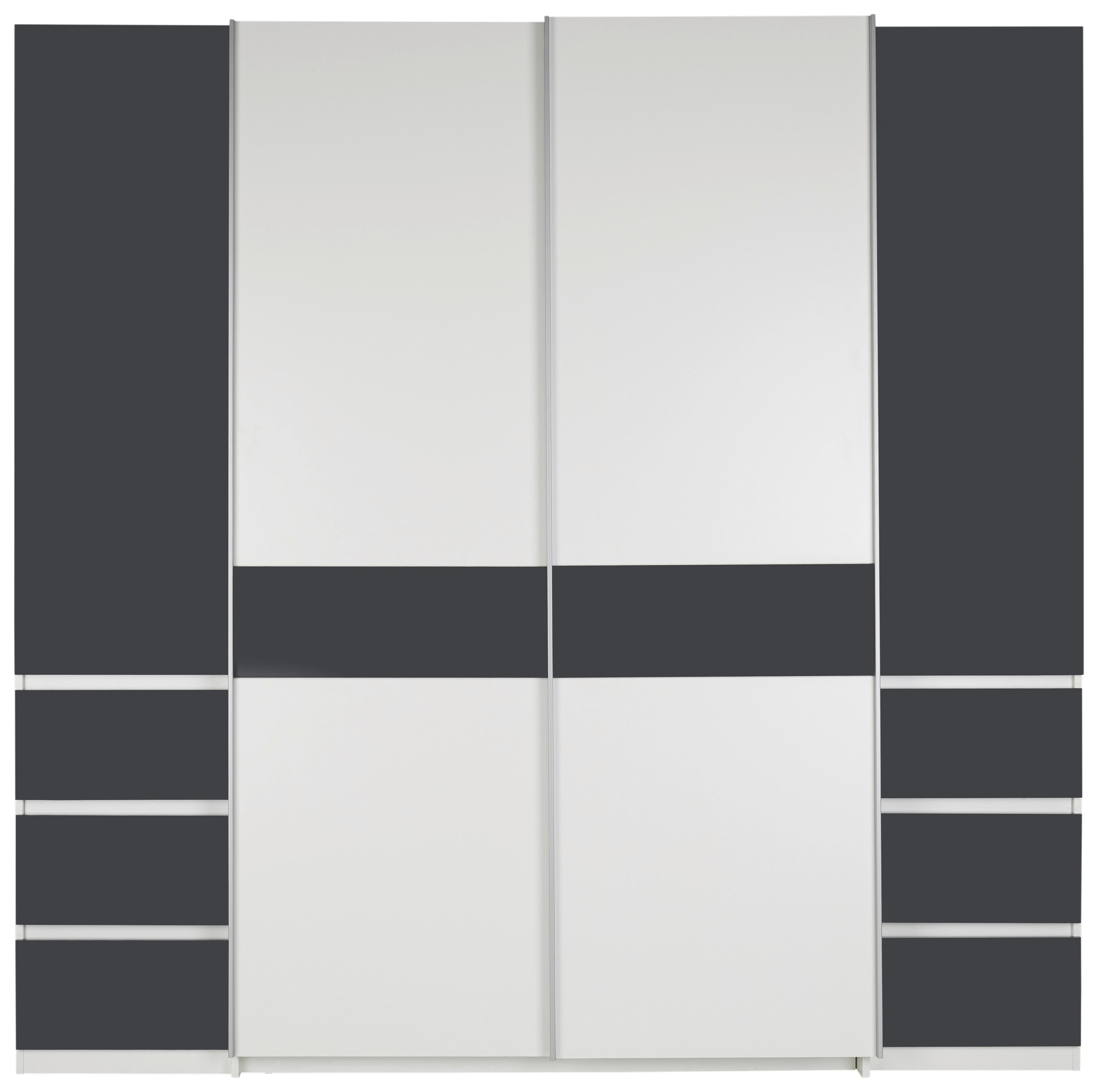 ŠATNÍ SKŘÍŇ FABIO - bílá/barvy grafitu, Konvenční, kompozitní dřevo (215/211/60cm) - Mömax