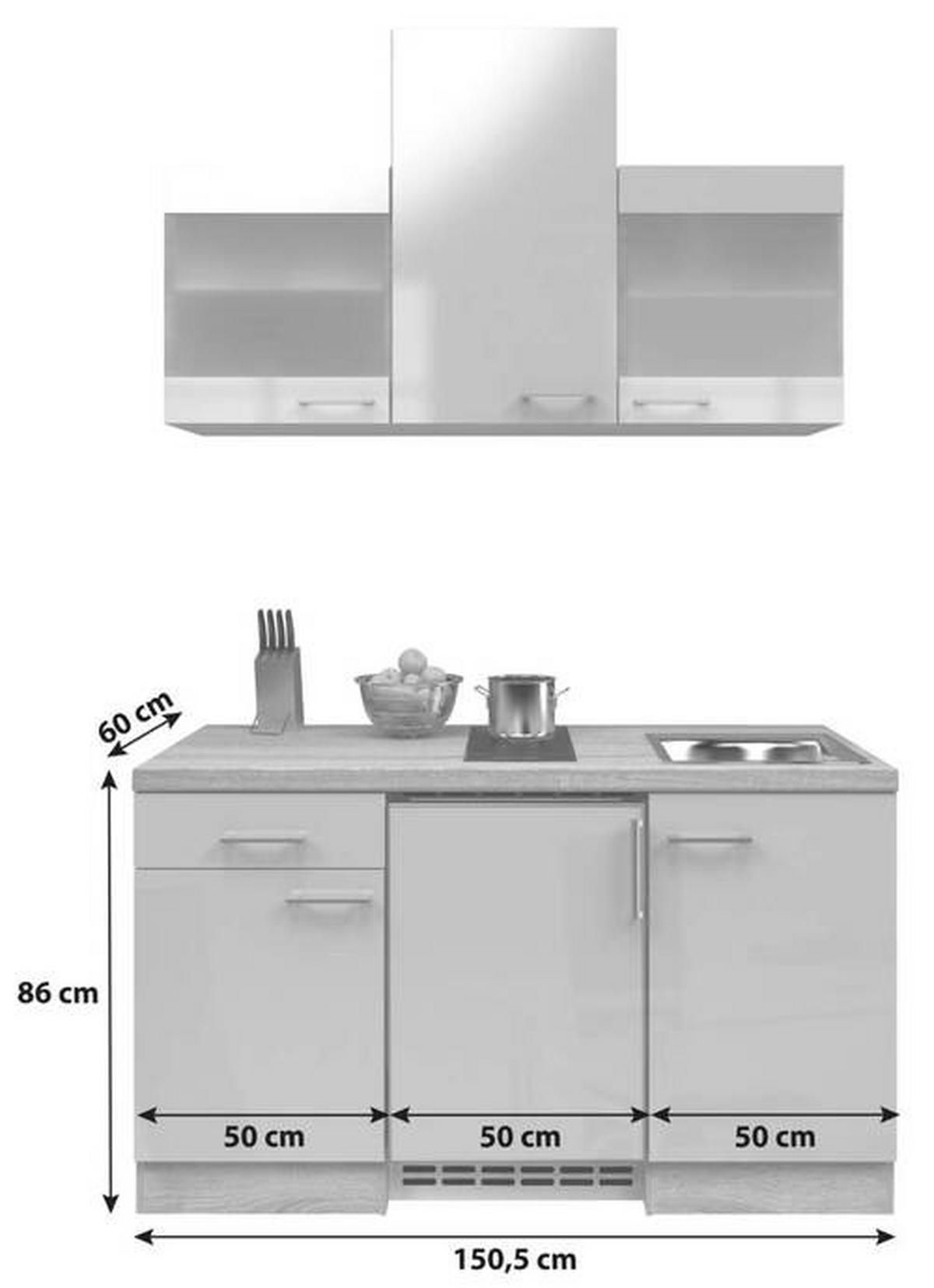 Minikuchyňa NEPAL vrátane spotrebičov a drezu - kašmírová/farba ušľachtilej ocele, Modern, kov/kompozitné drevo (150,5cm) - FlexWell