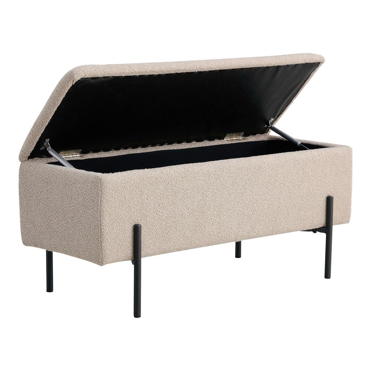 TRUHENBANK Watford, Beige B: 95cm - Beige/Schwarz, Design, Textil (95/43/36,5cm) - MID.YOU