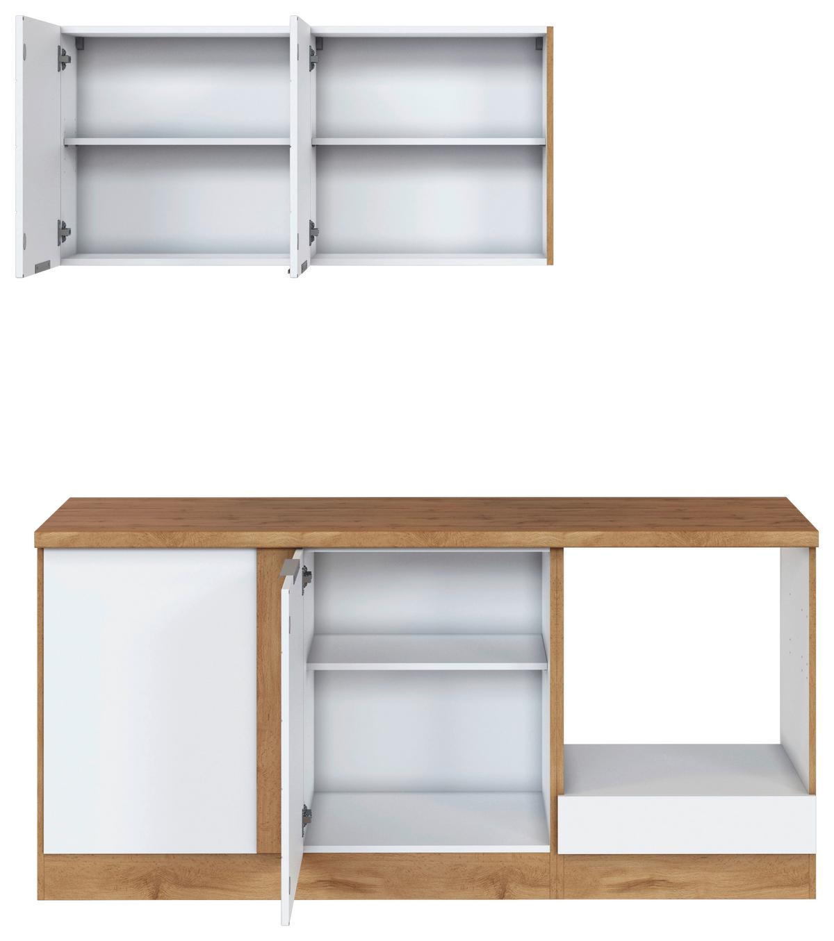 Eckküche Florenz Ohne Geräte 240/180 Cm Weiß/eiche Dekor - Eiche Wotan/Weiß, Design, Holzwerkstoff (240/180cm) - Held