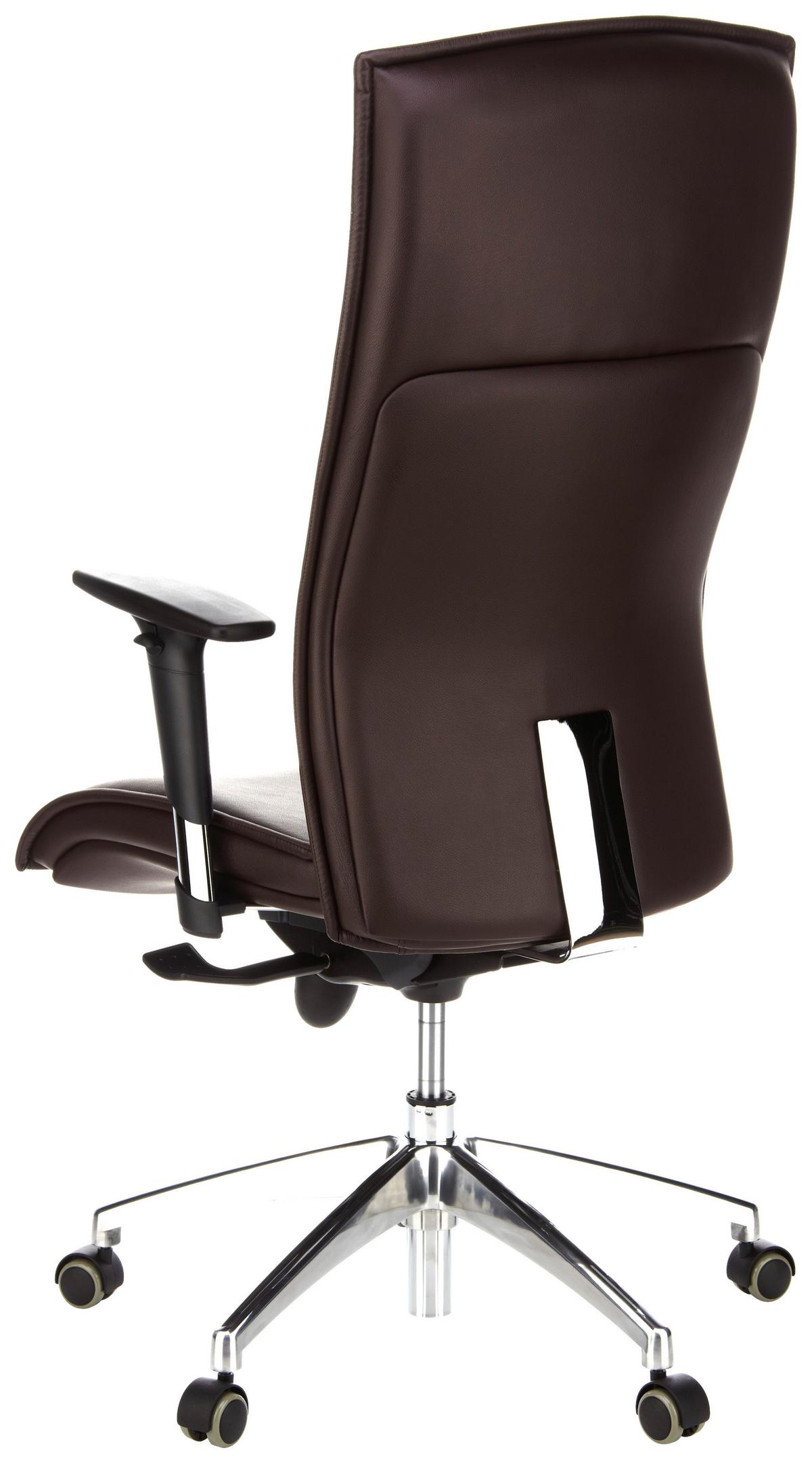 Drehstuhl Murano 20 Dunkelbraun - Dunkelbraun/Alufarben, MODERN, Leder/Kunststoff (59/133/52cm) - MID.YOU