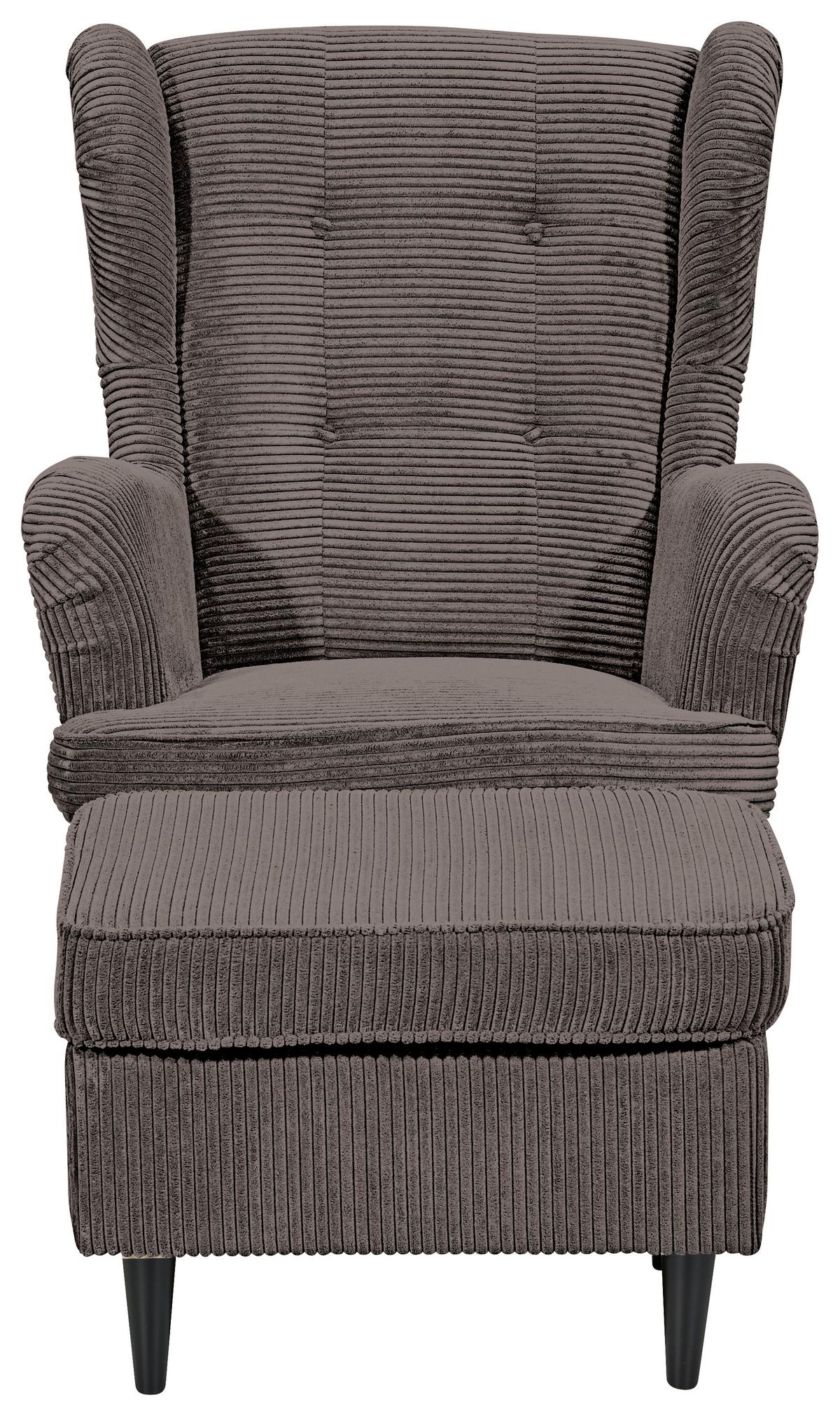 Ohrensessel Oskar Mokka B: 78 cm - Schwarz/Mokka, Basics, Textil (78/102/98cm) - MID.YOU