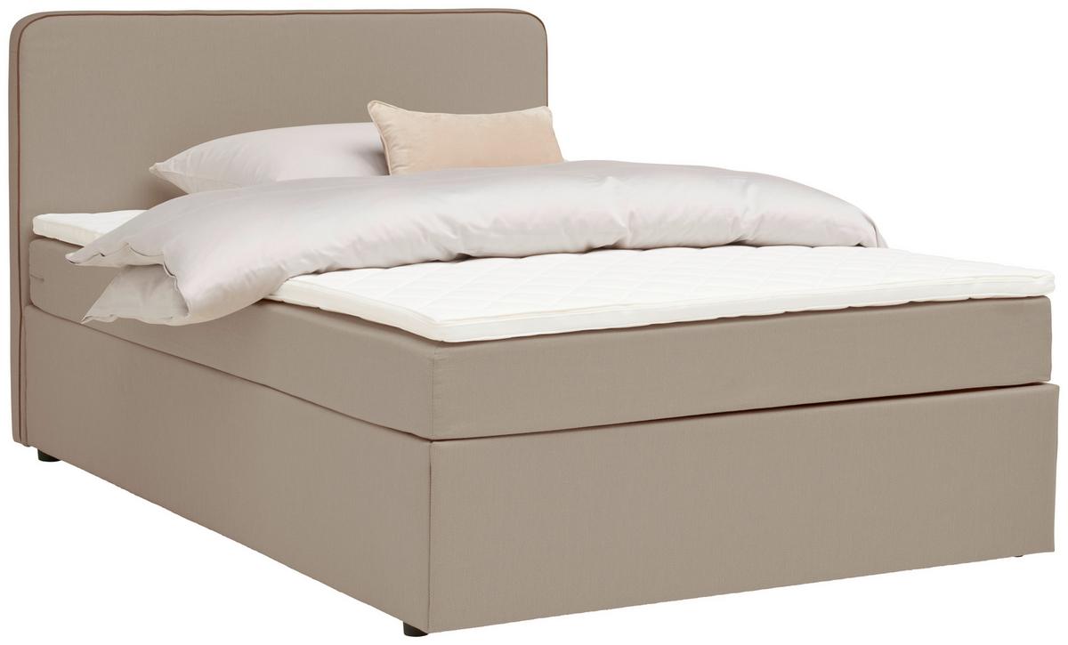 Boxbett Mit Topper 120x200 Cm Anton, Beige - Beige, KONVENTIONELL, Holz/Textil (120/200cm) - P & B